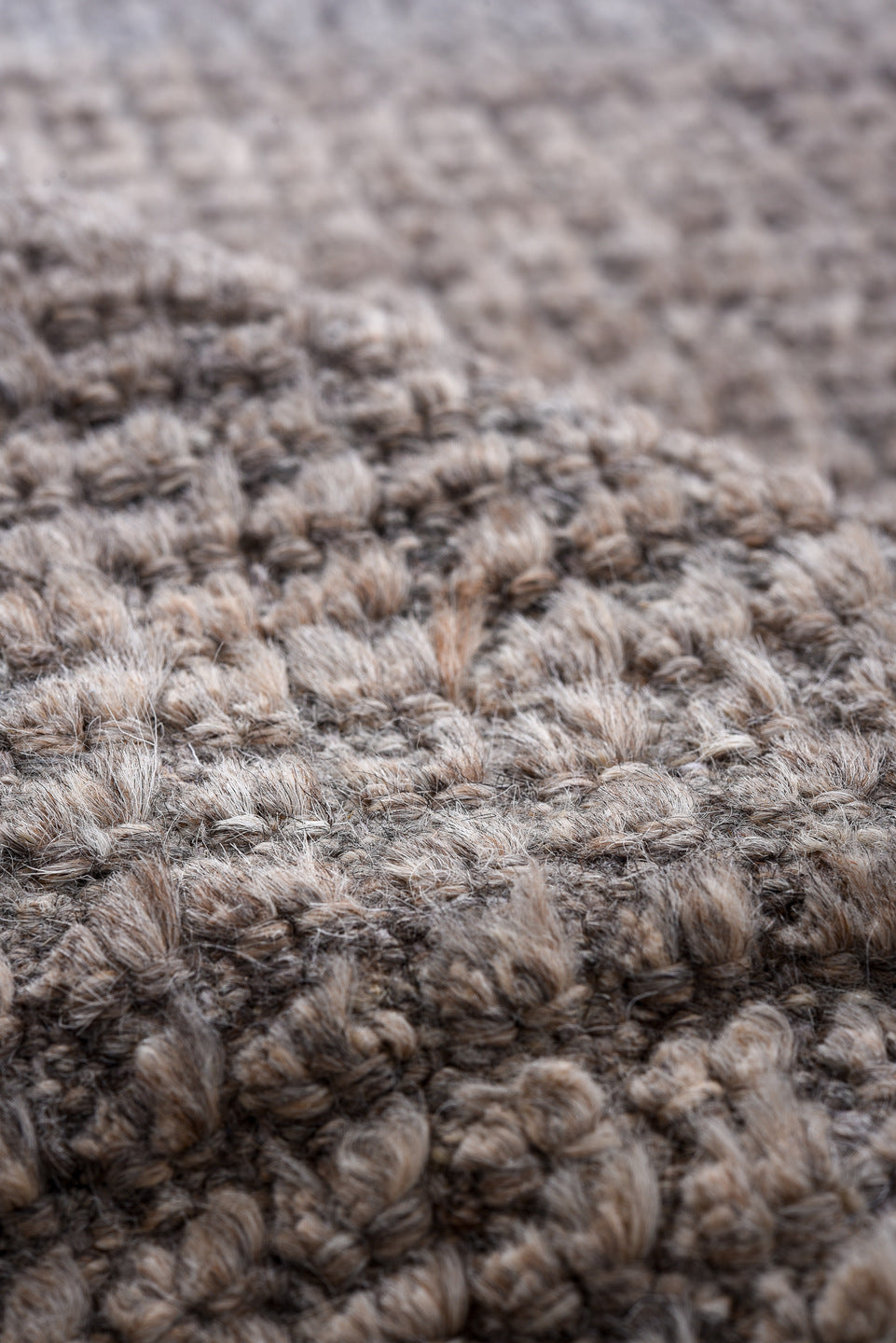3' x 12' one-of-a-kind handmade vintage Tulu runner rug. Color palette: gray, taupe, charcoal, ivory, beige, black