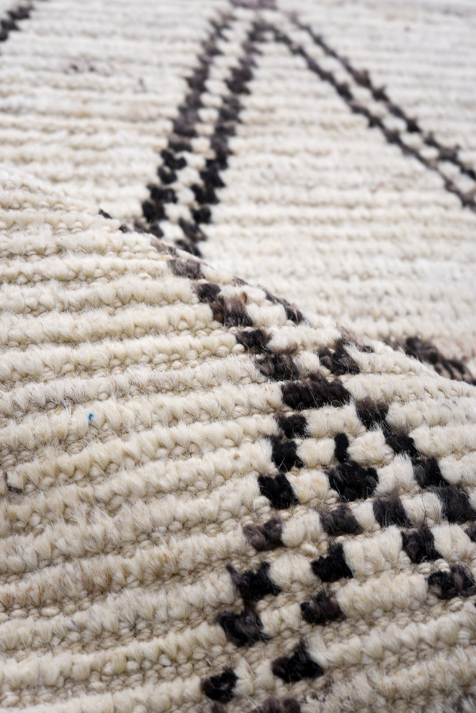 2' x 16' one-of-a-kind handmade vintage Tulu runner rug. Color palette: ivory, charcoal, taupe, gray, black, beige