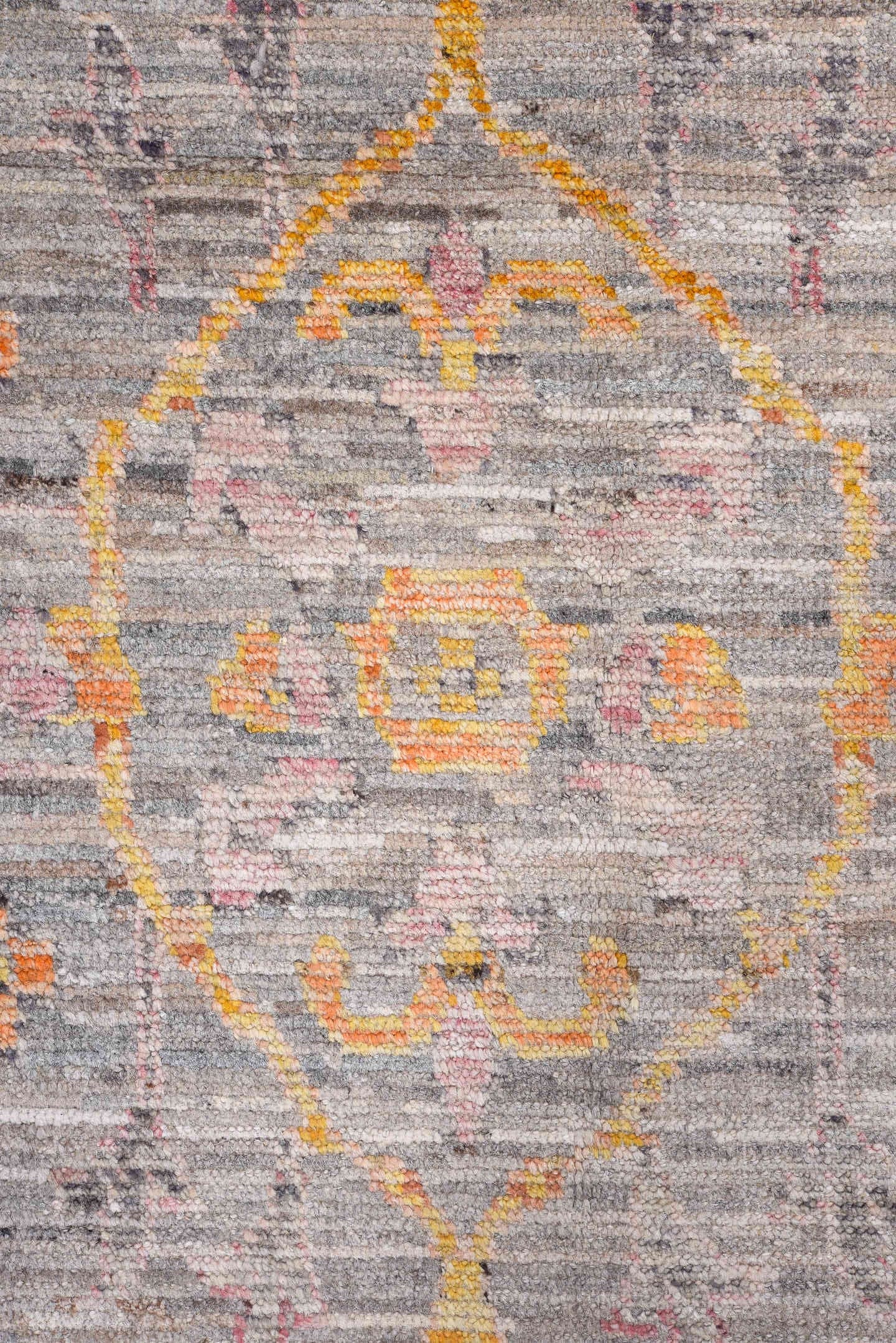 10' x 14' one-of-a-kind handmade vintage Oushak oversize rug. Color palette: gray, peach, gold, ivory, taupe, sage