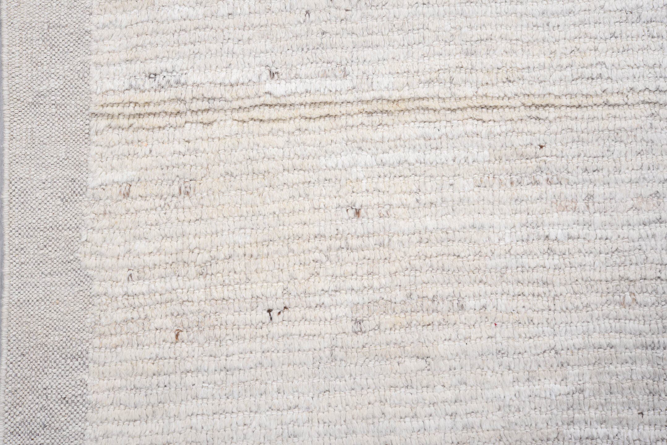 3' x 10' one-of-a-kind handmade vintage Tulu runner rug. Color palette: ivory, light gray, cream, taupe, charcoal, beige