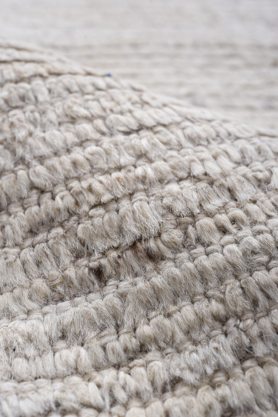 3' x 10' one-of-a-kind handmade vintage Tulu runner rug. Color palette: ivory, light gray, cream, taupe, charcoal, beige