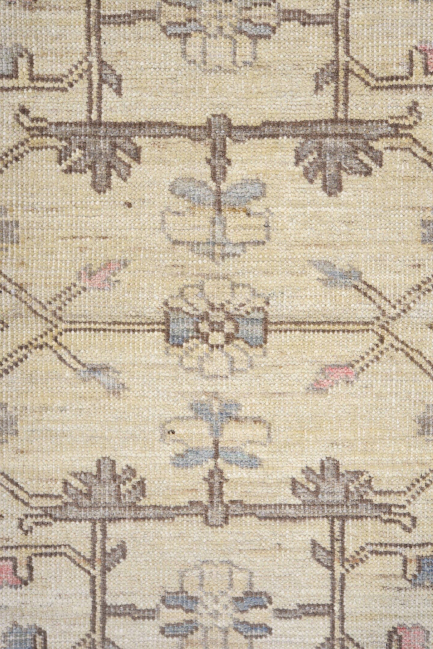 3' x 10' one-of-a-kind handmade vintage Oushak runner rug. Color palette: ivory, gray, taupe, slate, dusty blue, blush
