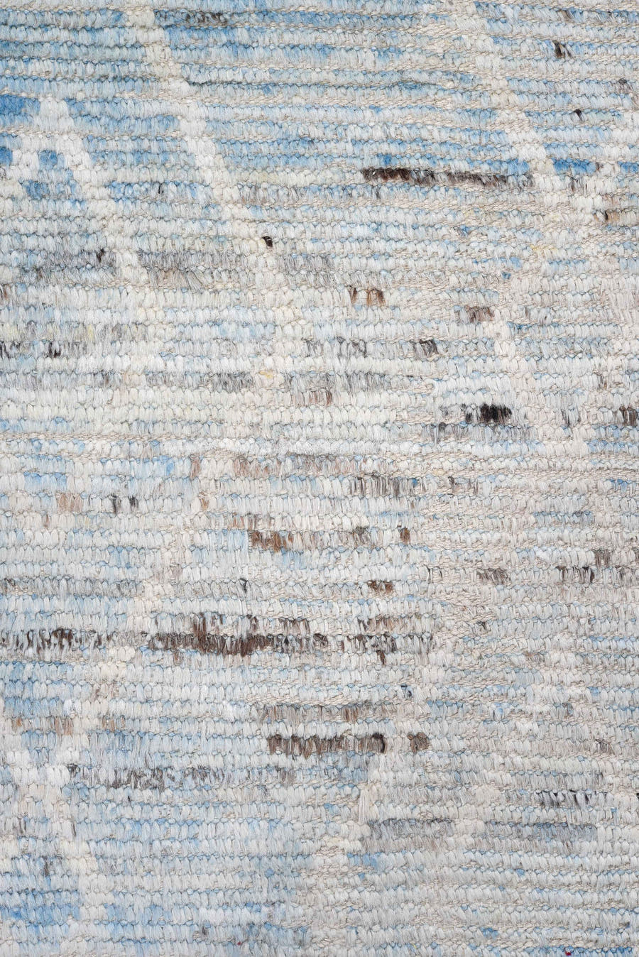 3' x 16' one-of-a-kind handmade vintage Tulu runner rug. Color palette: sky blue, ivory, slate, charcoal, light blue, gray