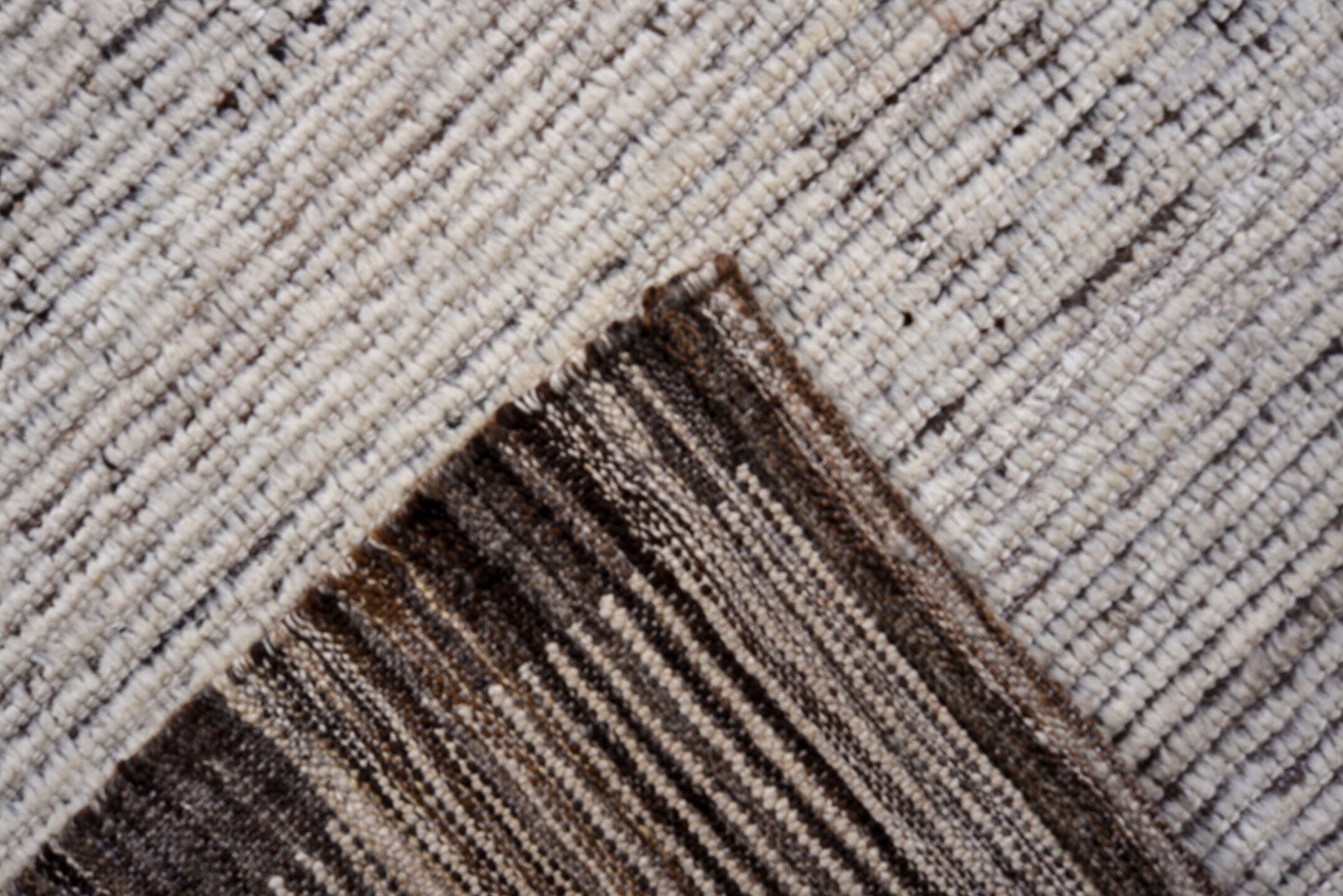 3' x 17' one-of-a-kind handmade vintage Tulu runner rug. Color palette: ivory, charcoal, taupe, brown, gray, black, beige