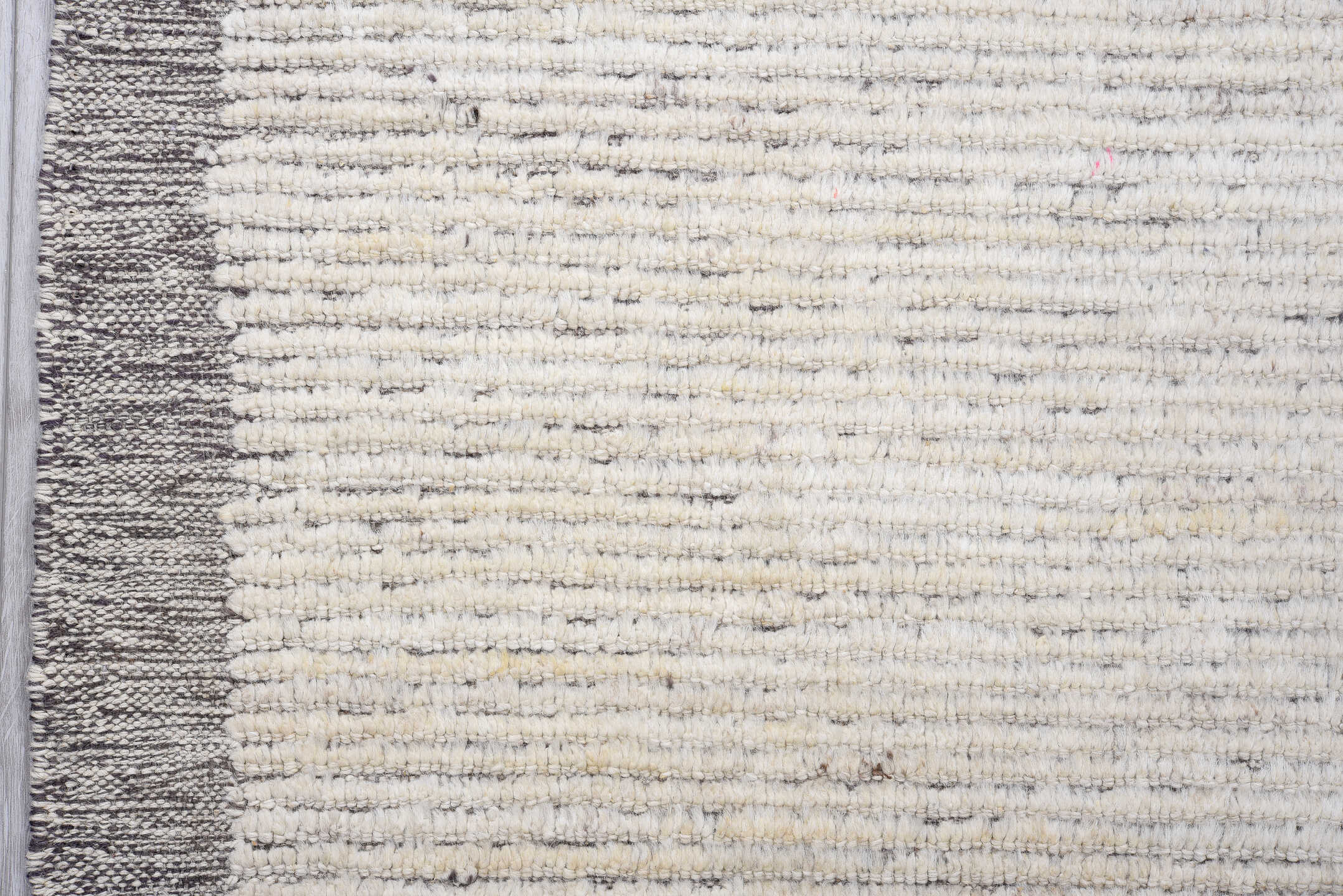 2' x 13' one-of-a-kind handmade vintage Tulu runner rug. Color palette: ivory, charcoal, gray, taupe, black, beige