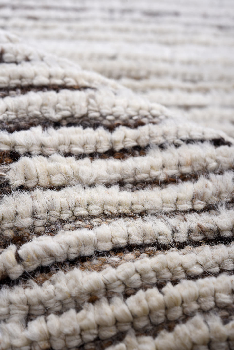 3' x 14' one-of-a-kind handmade vintage Tulu runner rug. Color palette: ivory, charcoal, taupe, gray, black, beige