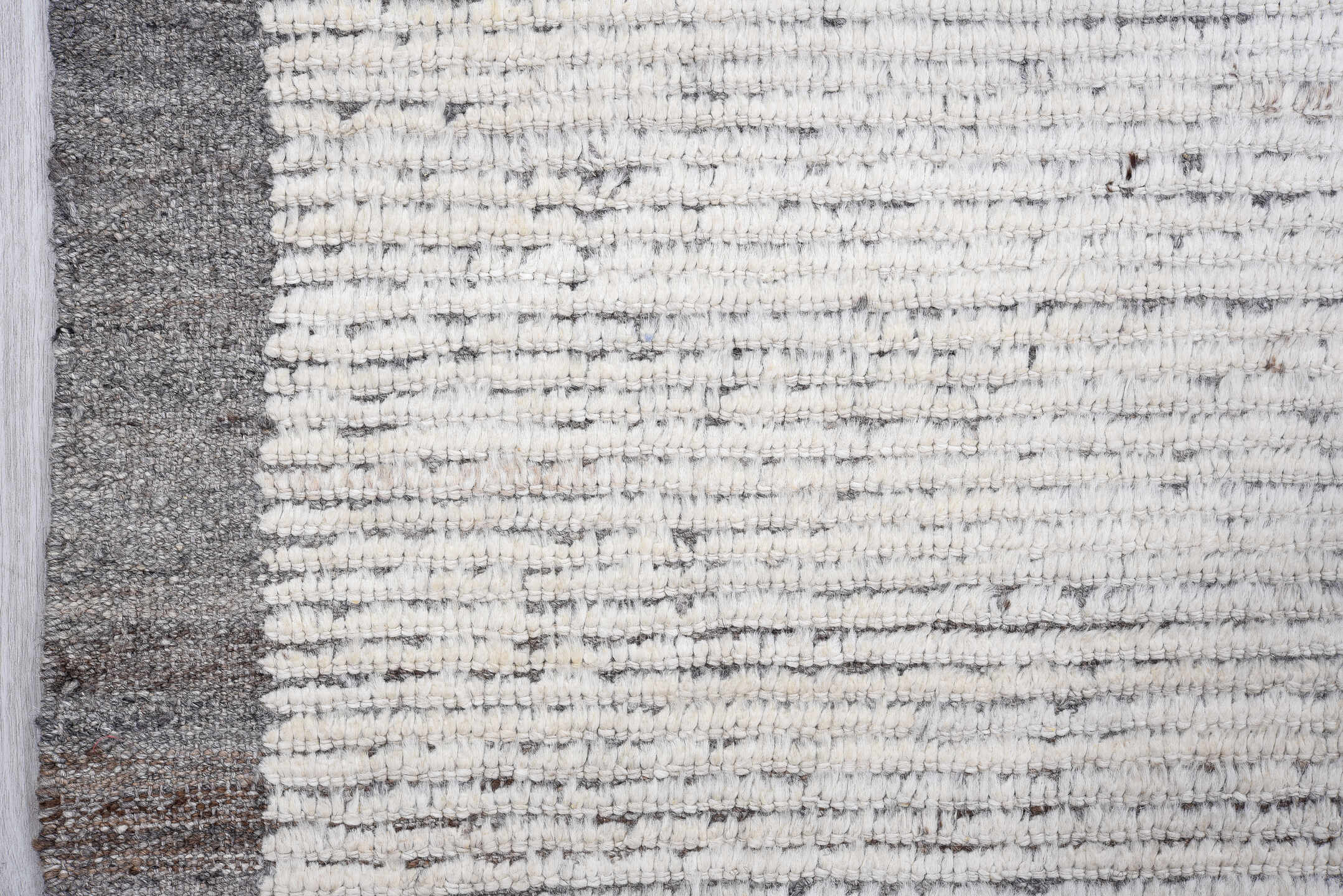 3' x 10' one-of-a-kind handmade vintage Tulu runner rug. Color palette: ivory, charcoal, gray, black