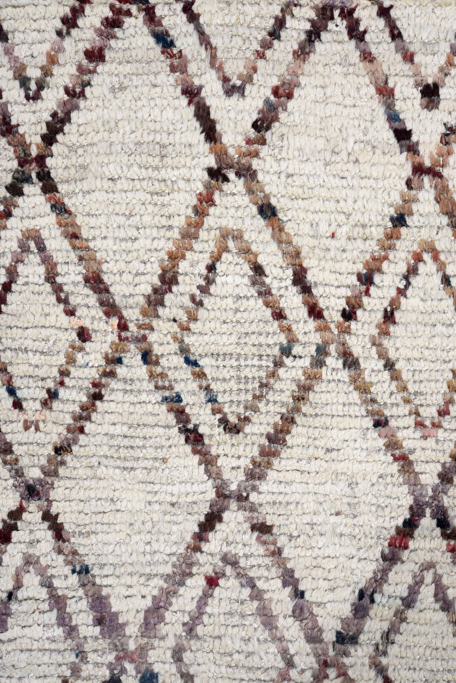 4' x 18' one-of-a-kind handmade vintage Tulu runner rug. Color palette: ivory, charcoal, taupe, rose, gray, black, beige