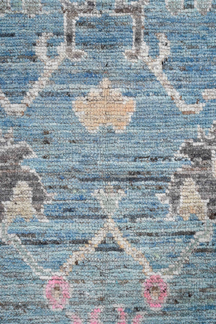 8' x 10' one-of-a-kind handmade vintage Oushak large size rug. Color palette: light blue, ivory, gray, taupe, blush, beige