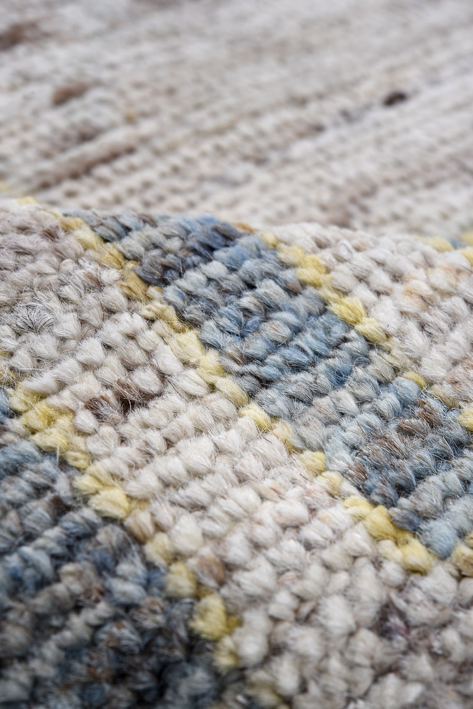 8' x 9' one-of-a-kind handmade vintage Oushak large size rug. Color palette: ivory, pale blue, blush, taupe, soft gold, rose