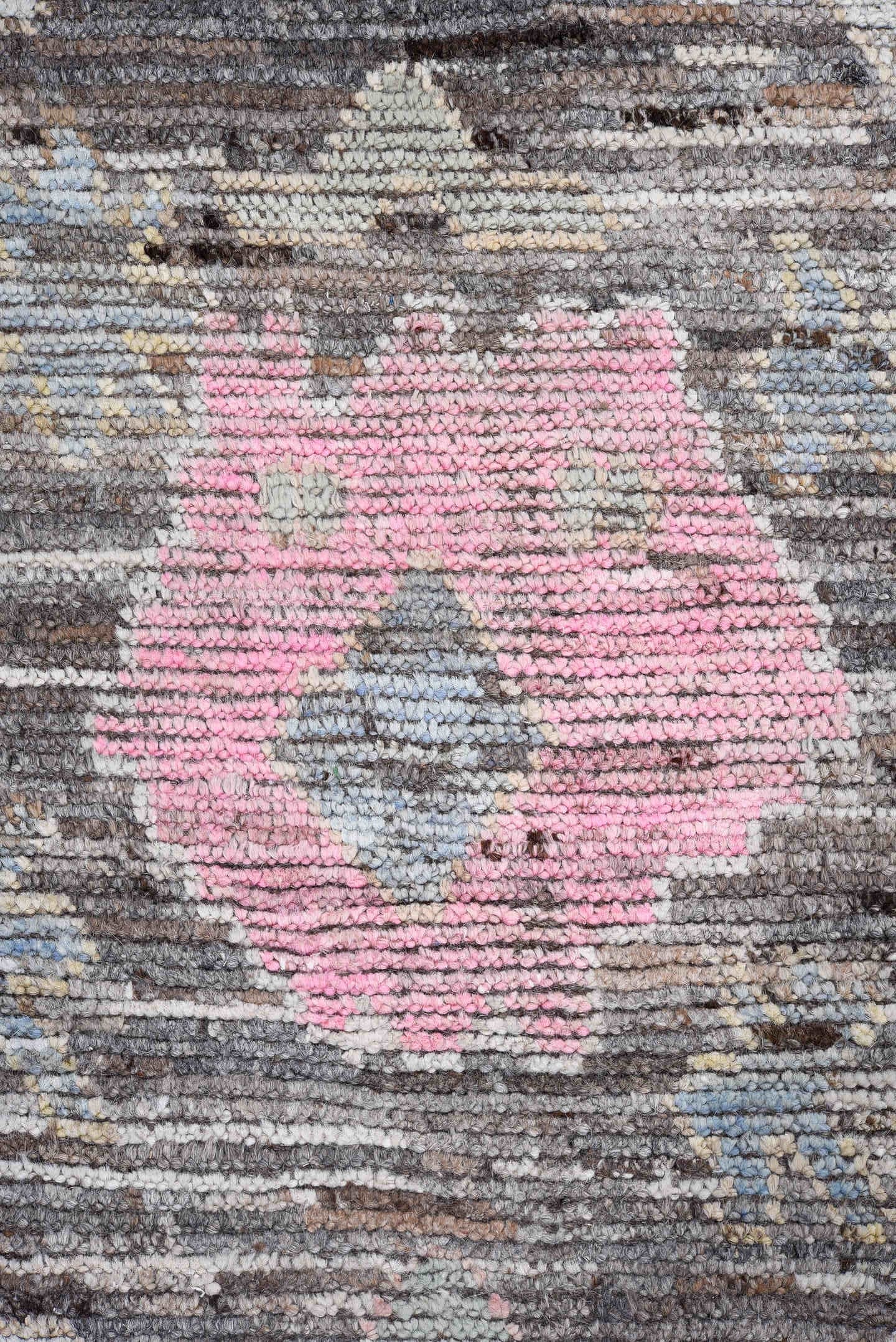 9' x 11' one-of-a-kind handmade vintage Oushak large size rug. Color palette: gray, ivory, blush, taupe, light blue, beige