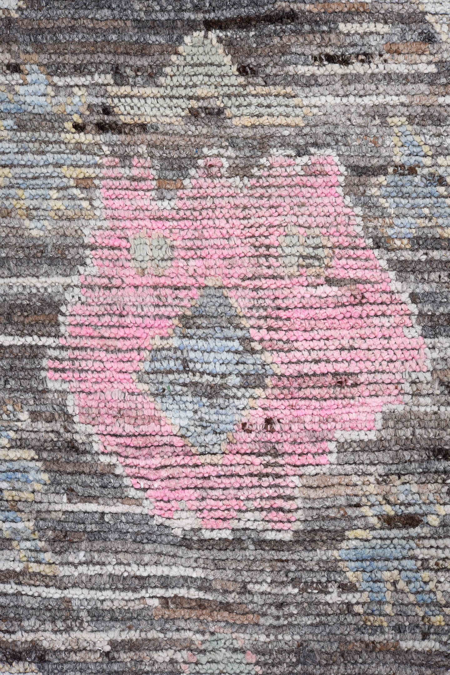 9' x 11' one-of-a-kind handmade vintage Oushak large size rug. Color palette: gray, ivory, blush, taupe, light blue, beige
