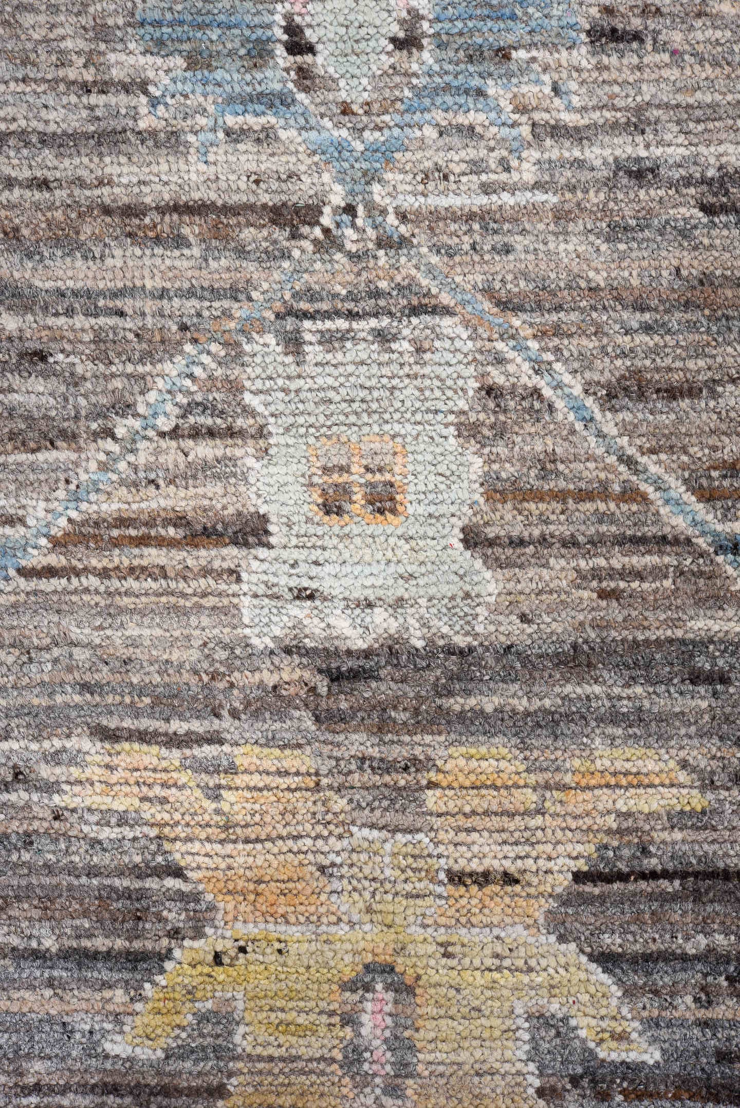9' x 11' one-of-a-kind handmade vintage Oushak large size rug. Color palette: gray, powder_blue, ivory, blush, taupe