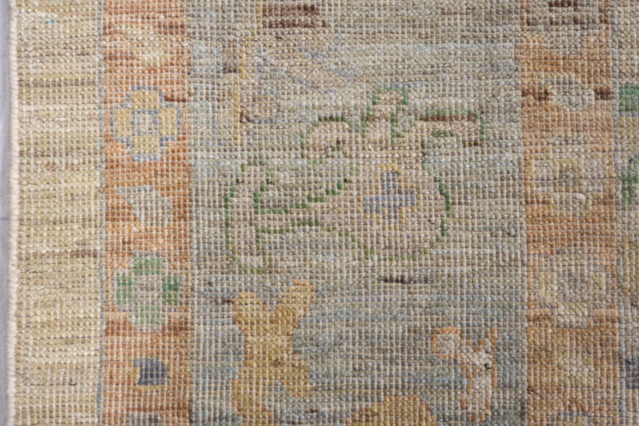 9' x 11' one-of-a-kind handmade vintage Oushak large size rug. Color palette: brown, dark gray, gray, light gray, off-white