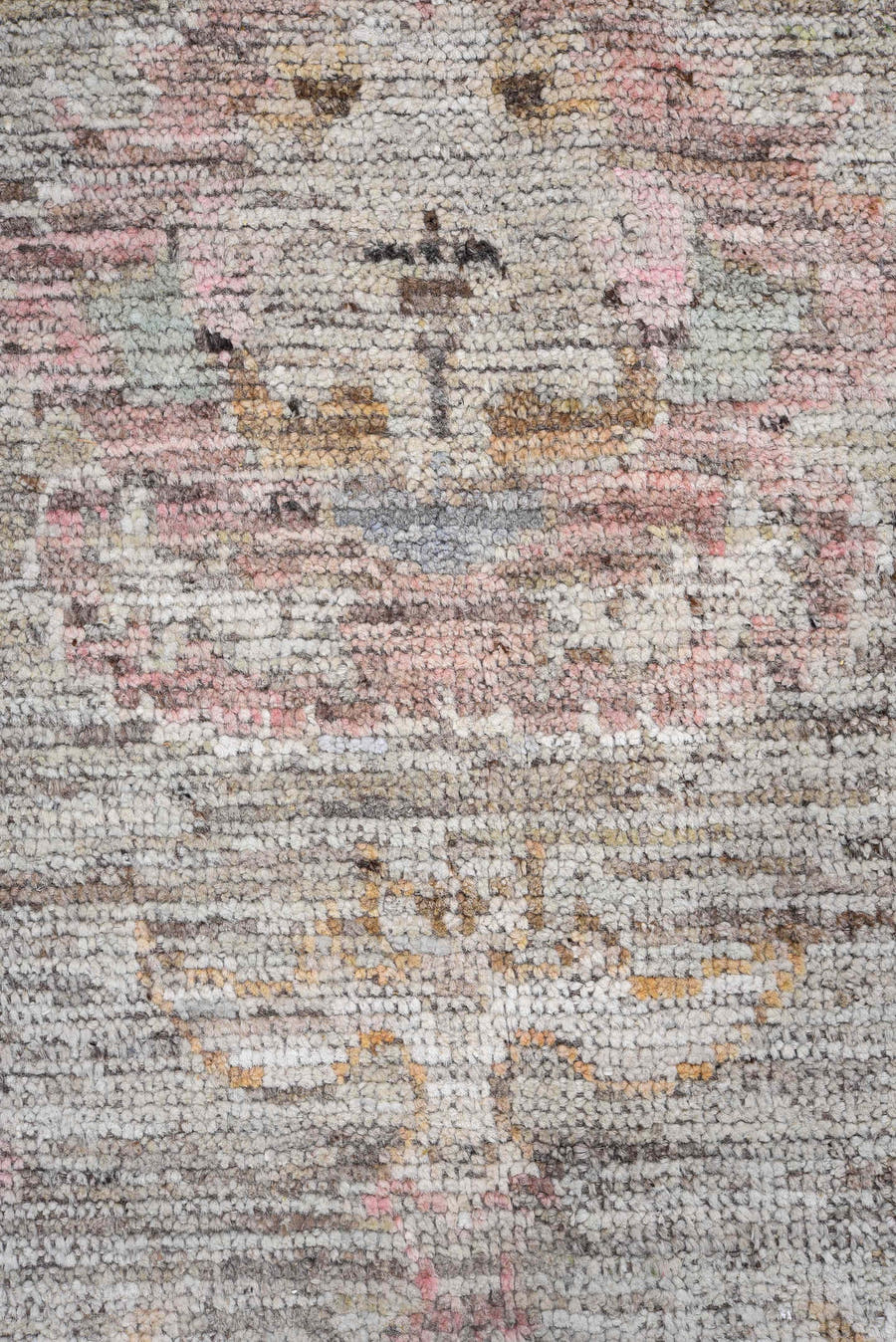 8' x 10' one-of-a-kind handmade vintage Oushak large size rug. Color palette: gray, ivory, blush, taupe, rust, slate, peach