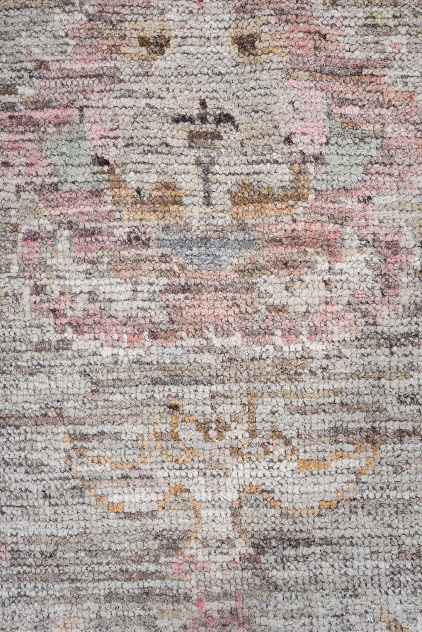 8' x 10' one-of-a-kind handmade vintage Oushak large size rug. Color palette: gray, ivory, blush, taupe, rust, slate, peach