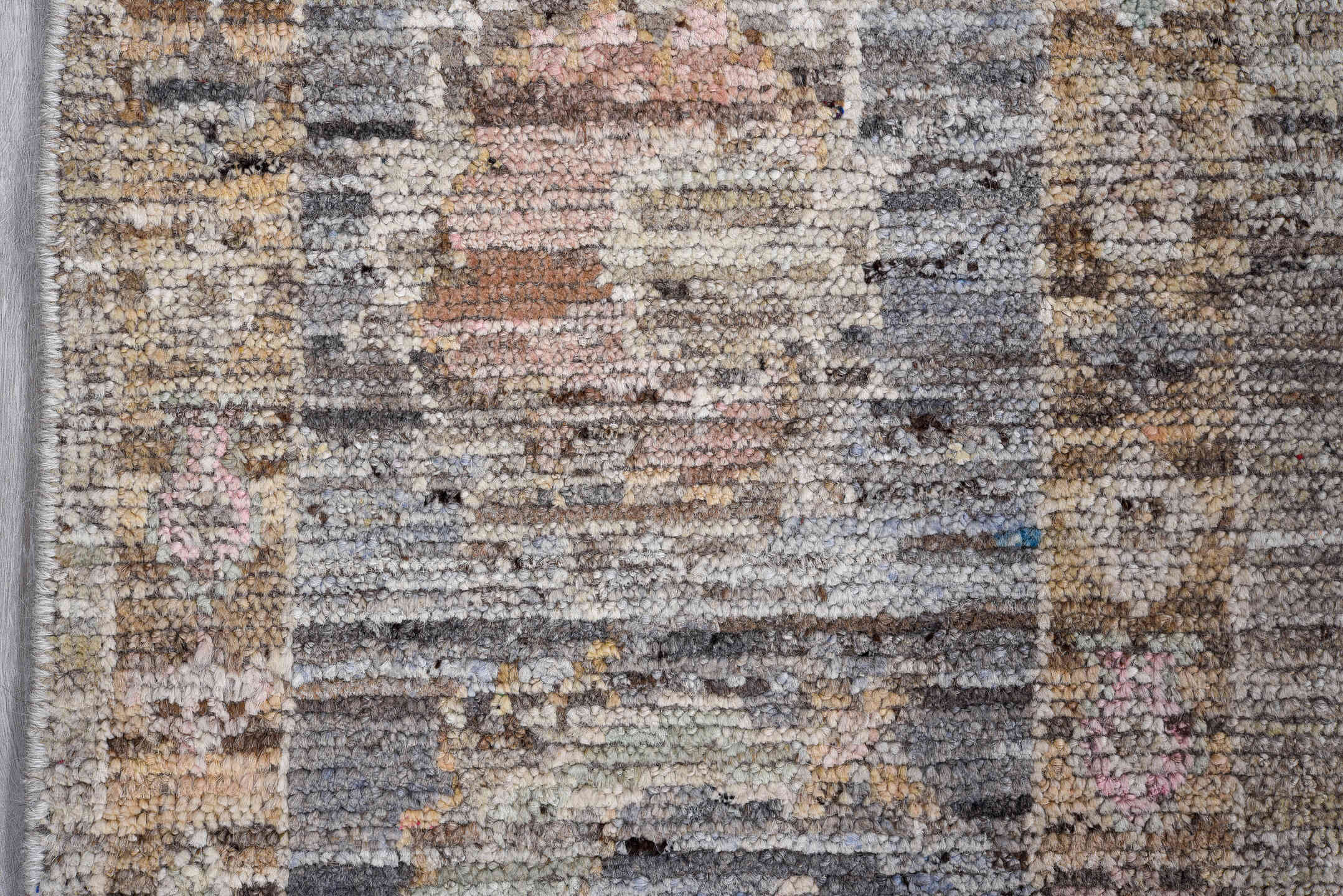 8' x 10' one-of-a-kind handmade vintage Oushak large size rug. Color palette: gray, ivory, blush, taupe, rust, slate, peach