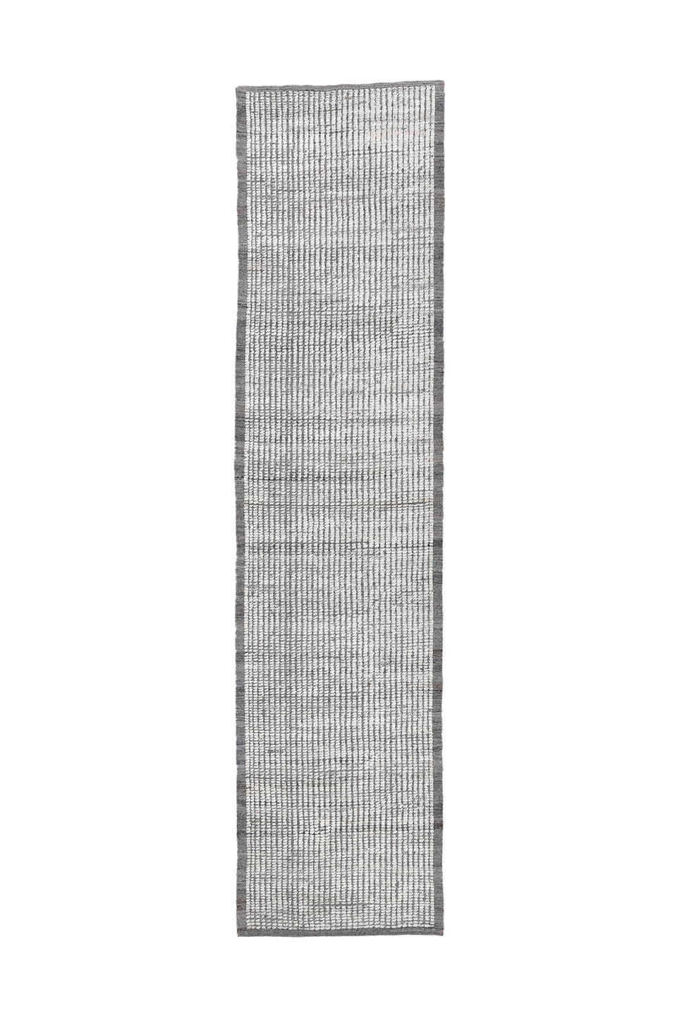 3' x 12' one-of-a-kind handmade vintage Tulu runner rug. Color palette: black, charcoal, dark gray, dim gray, gainsboro