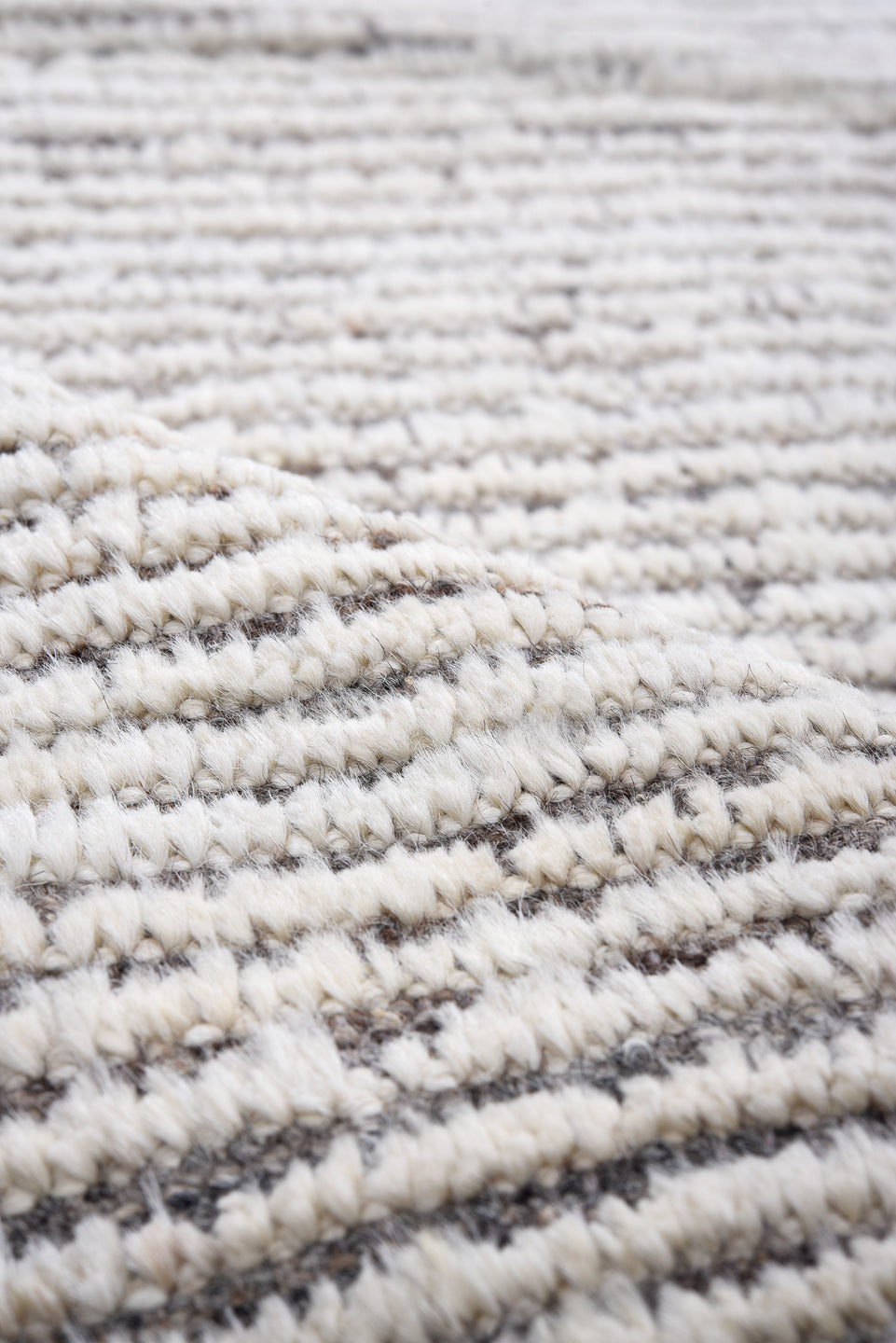3' x 13' one-of-a-kind handmade vintage Tulu runner rug. Color palette: ivory, gray, taupe, charcoal, beige, black