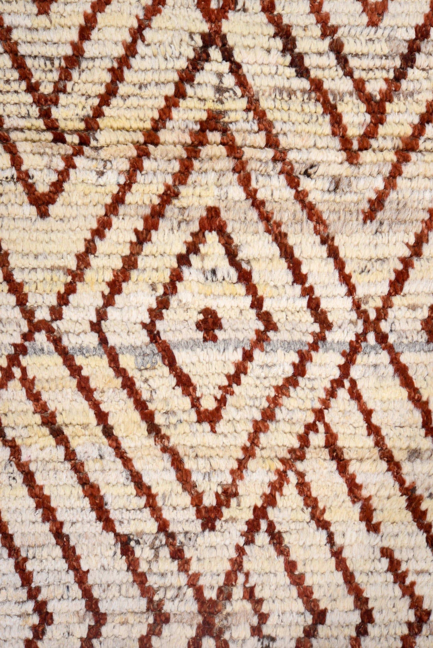 3' x 16' one-of-a-kind handmade vintage Tulu runner rug. Color palette: ivory, rust, brown, terracotta