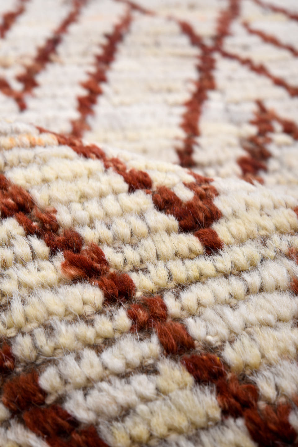 3' x 16' one-of-a-kind handmade vintage Tulu runner rug. Color palette: ivory, rust, brown, terracotta