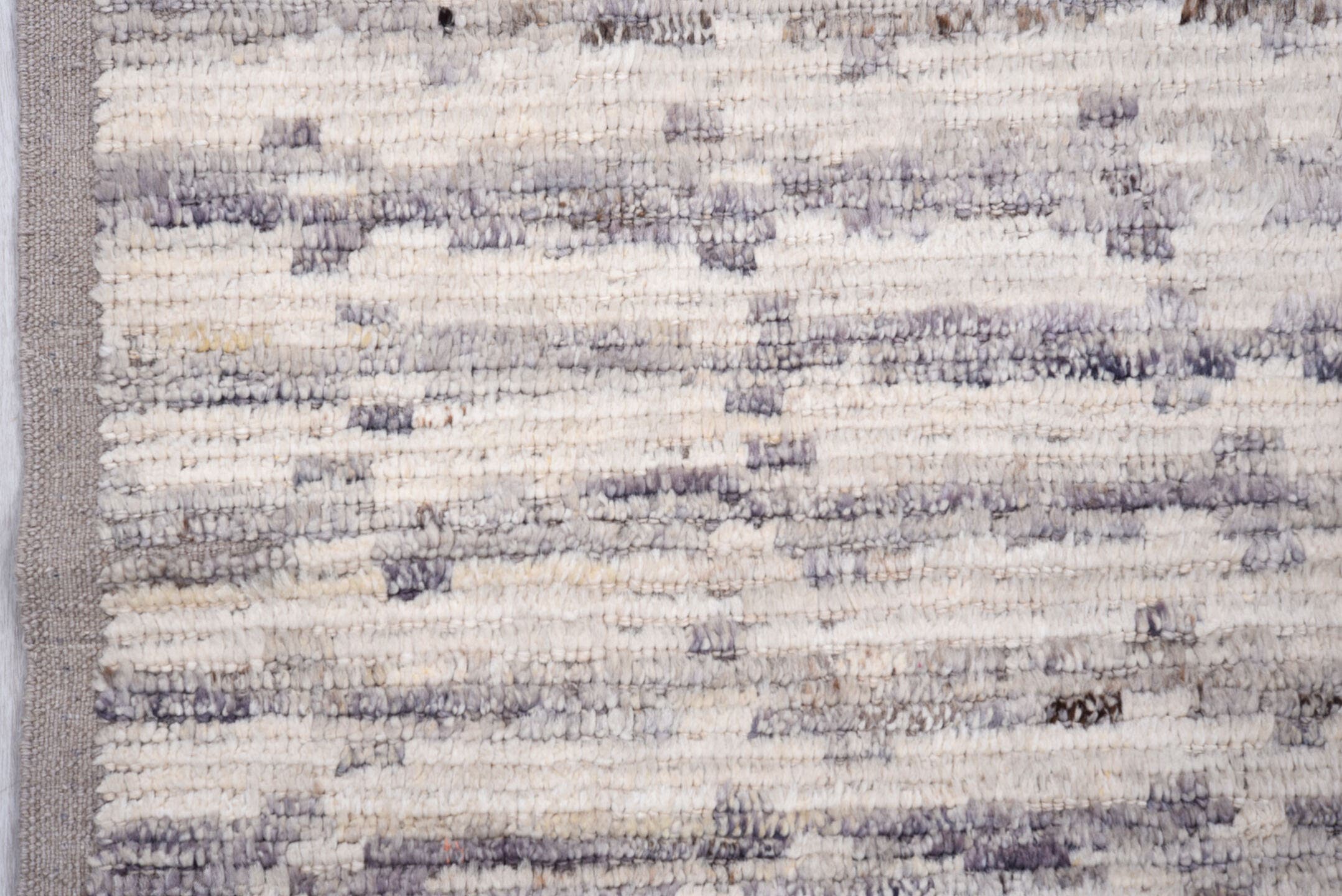 3' x 9' one-of-a-kind handmade vintage Tulu runner rug. Color palette: ivory, gray, taupe, charcoal, cream, beige, black