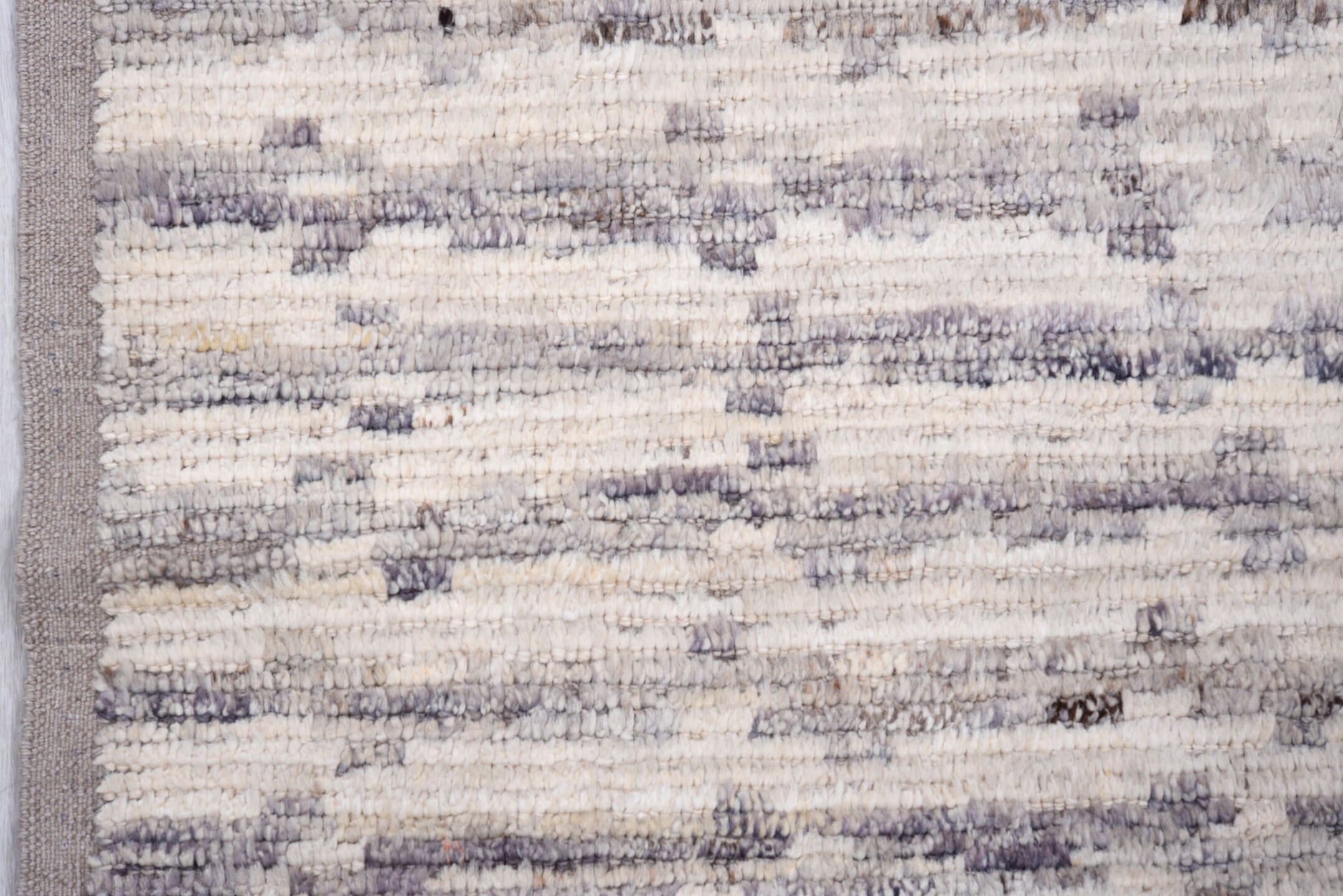 3' x 9' one-of-a-kind handmade vintage Tulu runner rug. Color palette: ivory, gray, taupe, charcoal, cream, beige, black