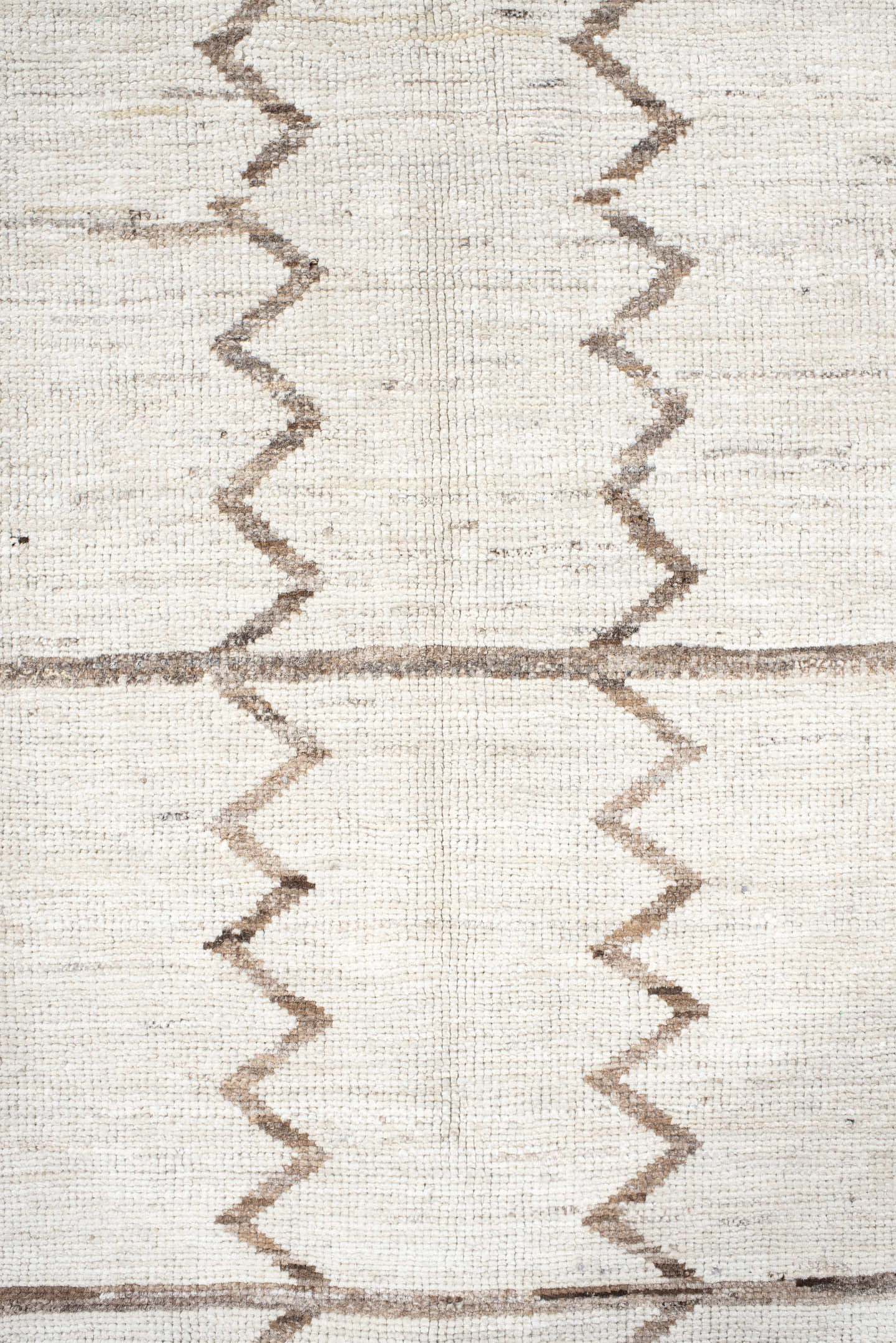 8' x 9' one-of-a-kind handmade vintage Tulu rug. Color palette: ivory, taupe, beige, cream, gray