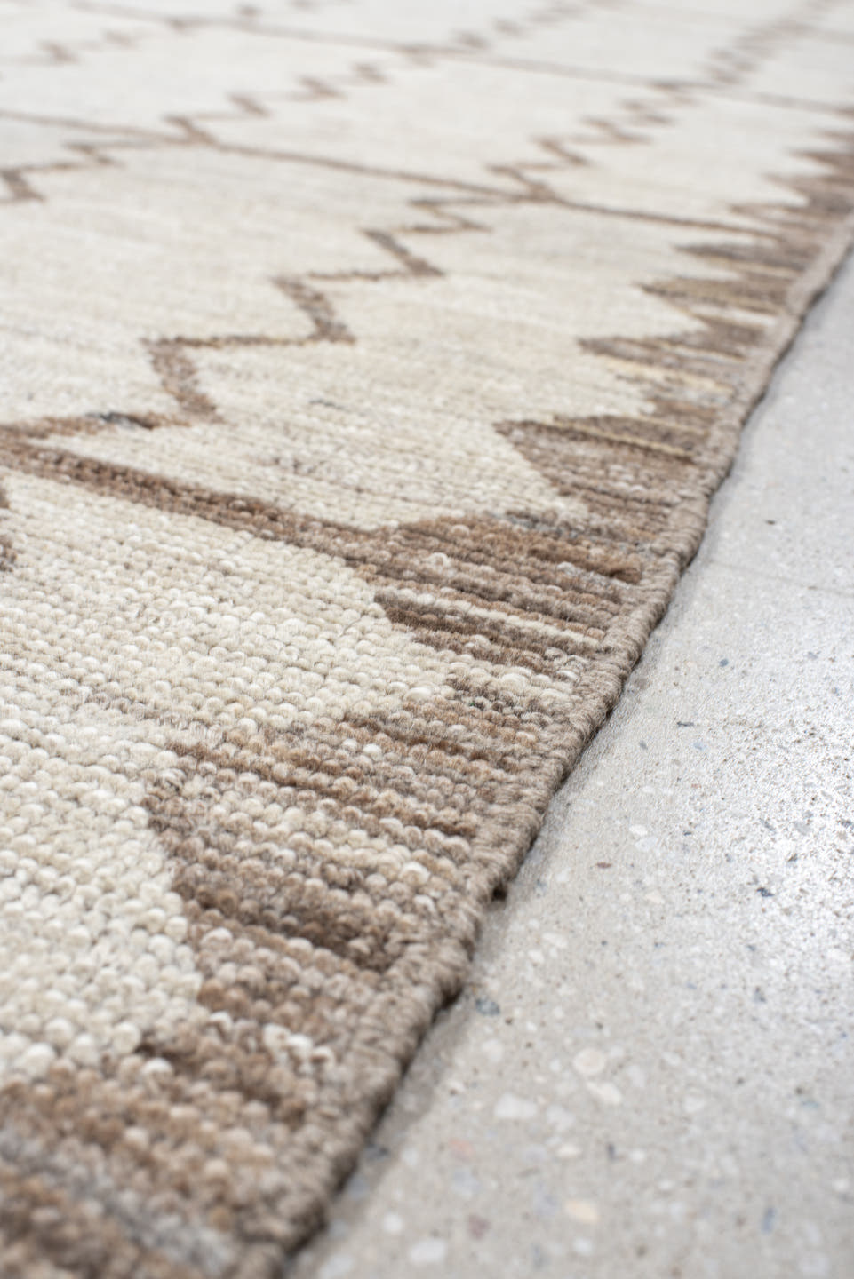 8' x 9' one-of-a-kind handmade vintage Tulu rug. Color palette: ivory, taupe, beige, cream, gray