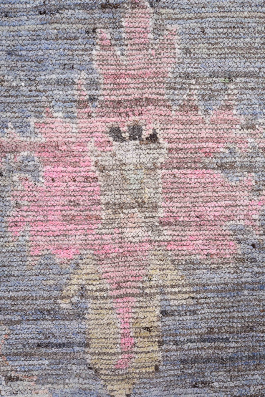 8' x 9' one-of-a-kind handmade vintage Oushak large size rug. Color palette: gray, slate blue, ivory, blush, taupe, gold