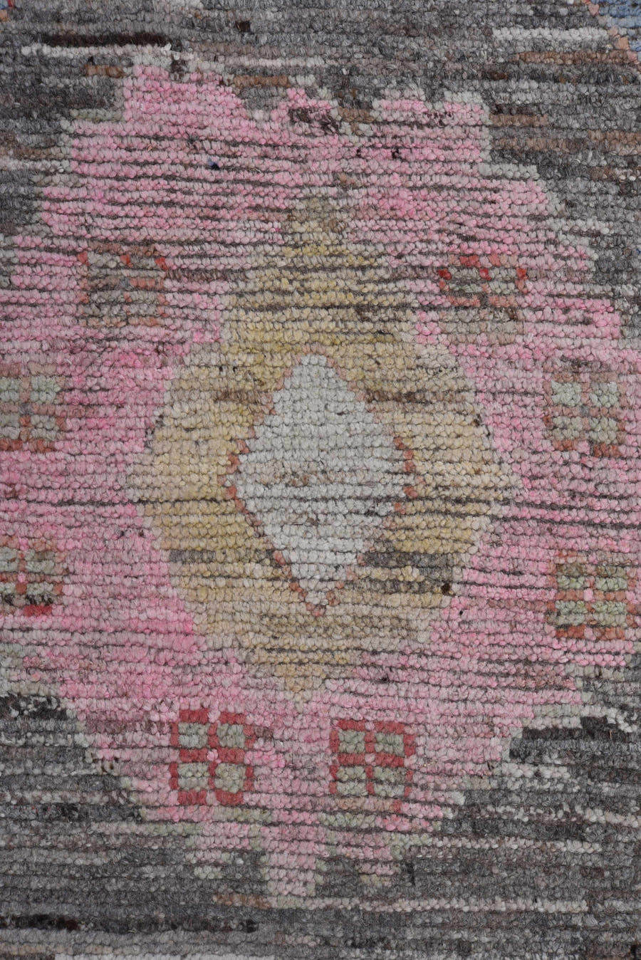 9' x 11' one-of-a-kind handmade vintage Oushak large size rug. Color palette: gray, ivory, pink, taupe, charcoal, sage, gold