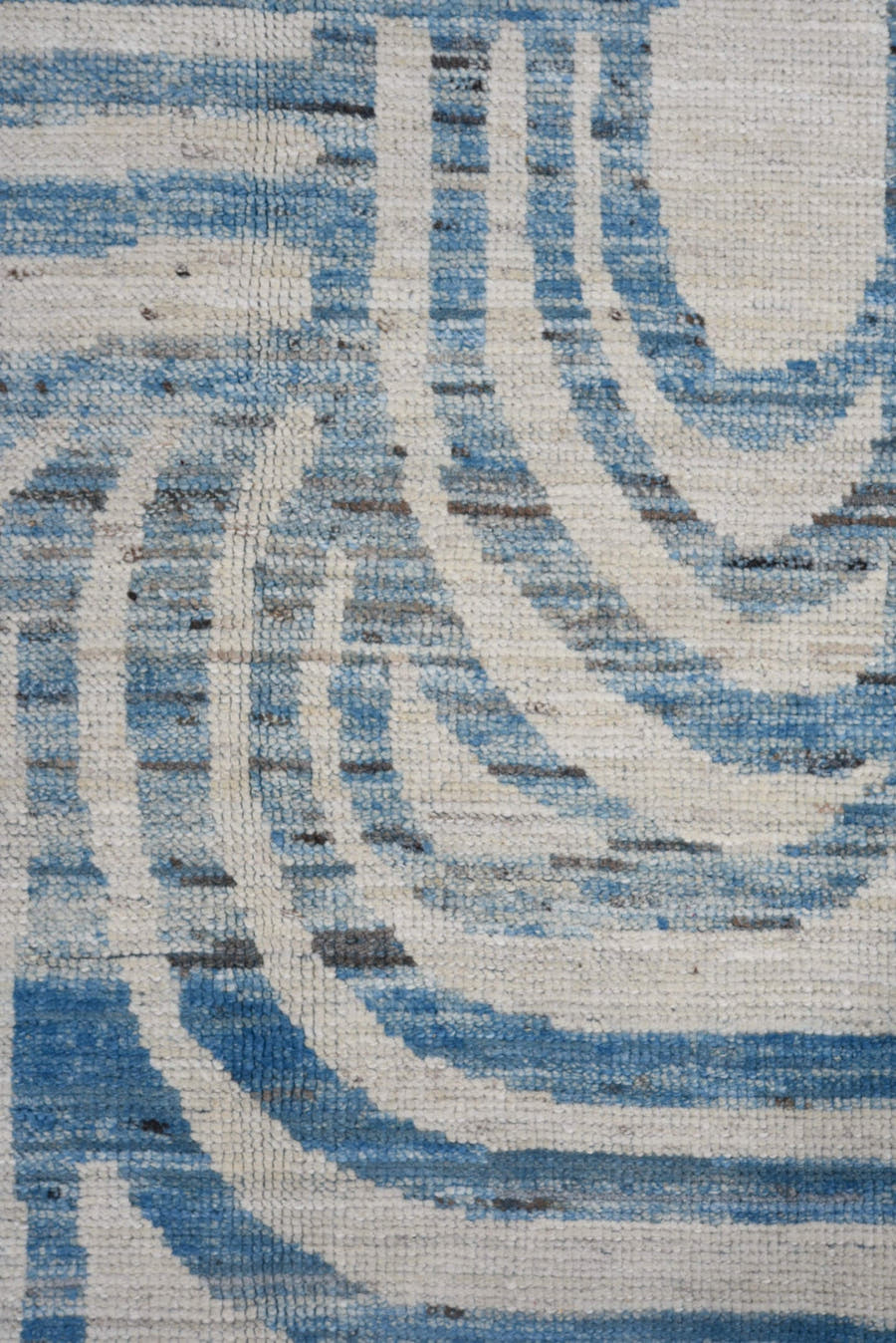 7' x 9' one-of-a-kind handmade vintage Tulu large size rug. Color palette: ivory, sky blue, slate, cream, light blue, gray