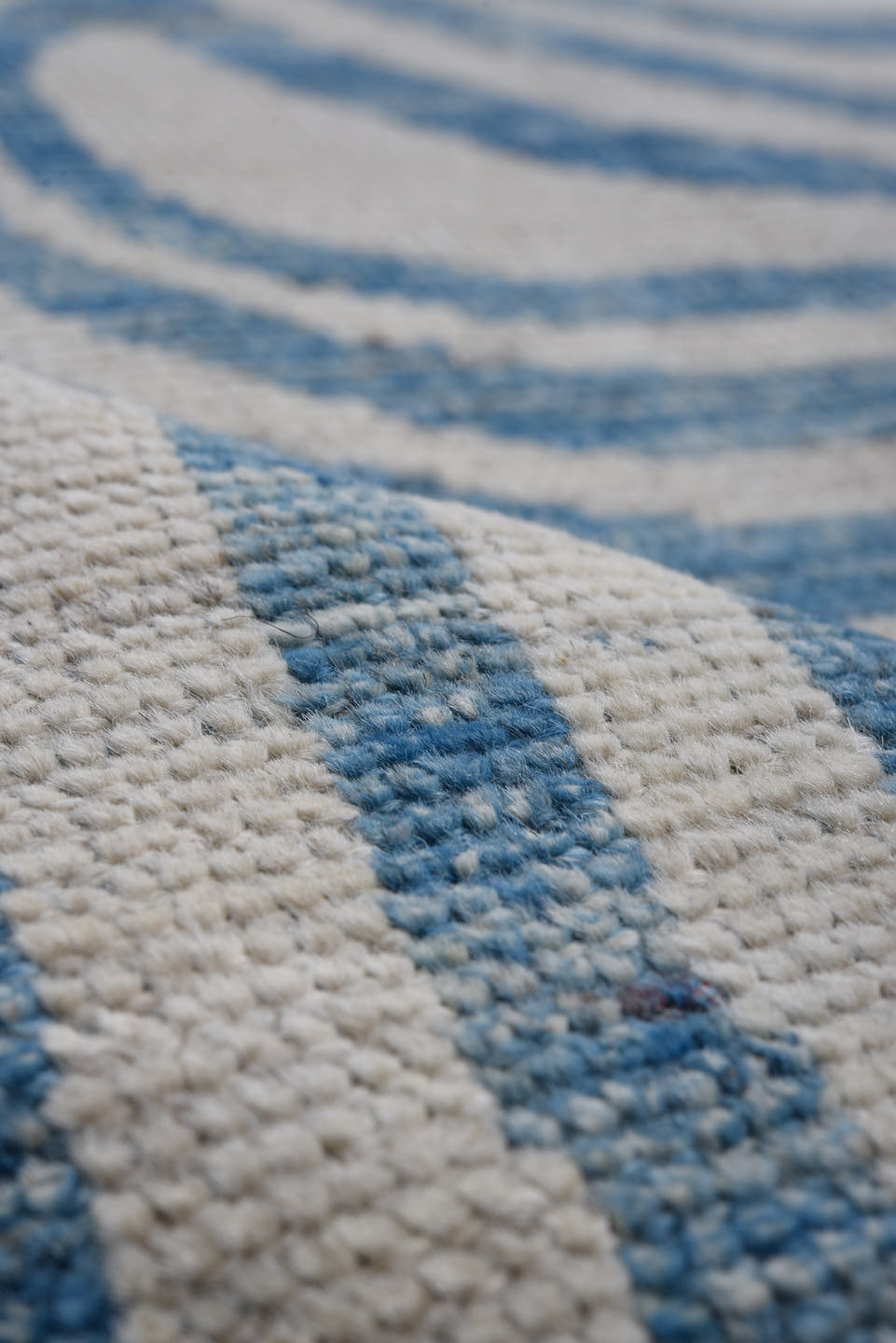 7' x 9' one-of-a-kind handmade vintage Tulu large size rug. Color palette: ivory, sky blue, slate, cream, light blue, gray