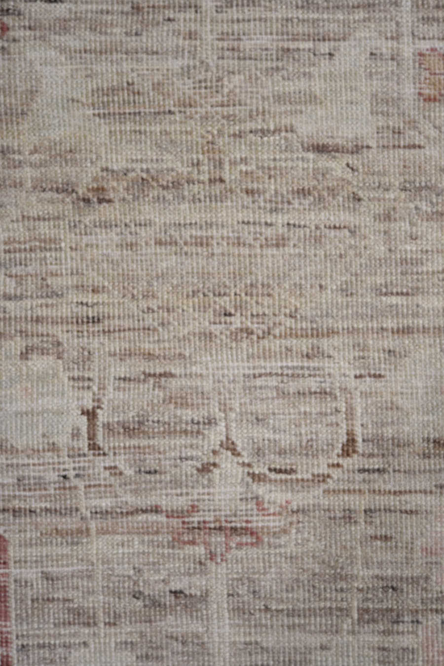 8' x 9' one-of-a-kind handmade vintage Oushak rug. Color palette: taupe, ivory, blush, rust, beige, camel, sage, gray, pink