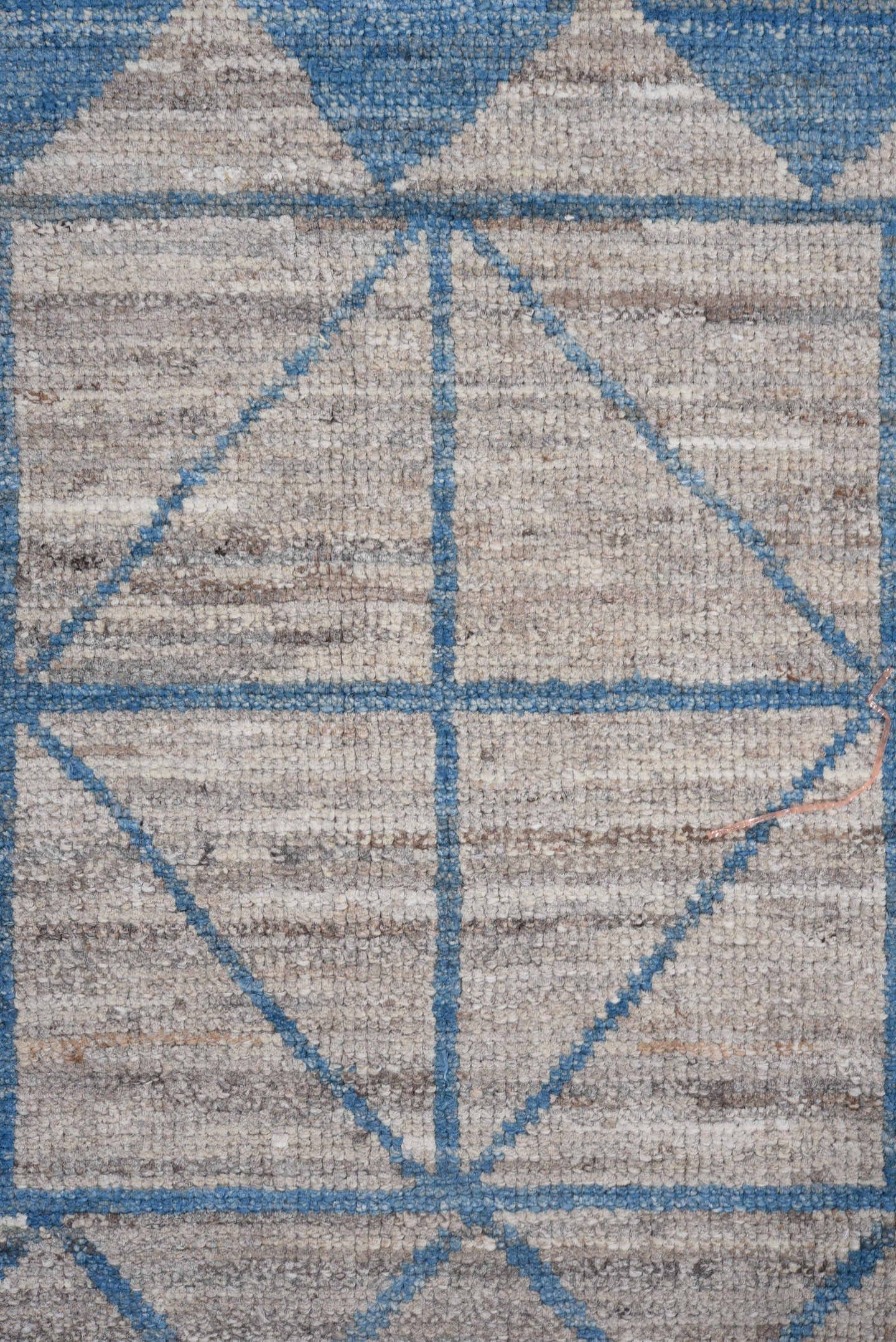 9' x 11' one-of-a-kind handmade vintage Tulu large size rug. Color palette: ivory, blue, slate, gray