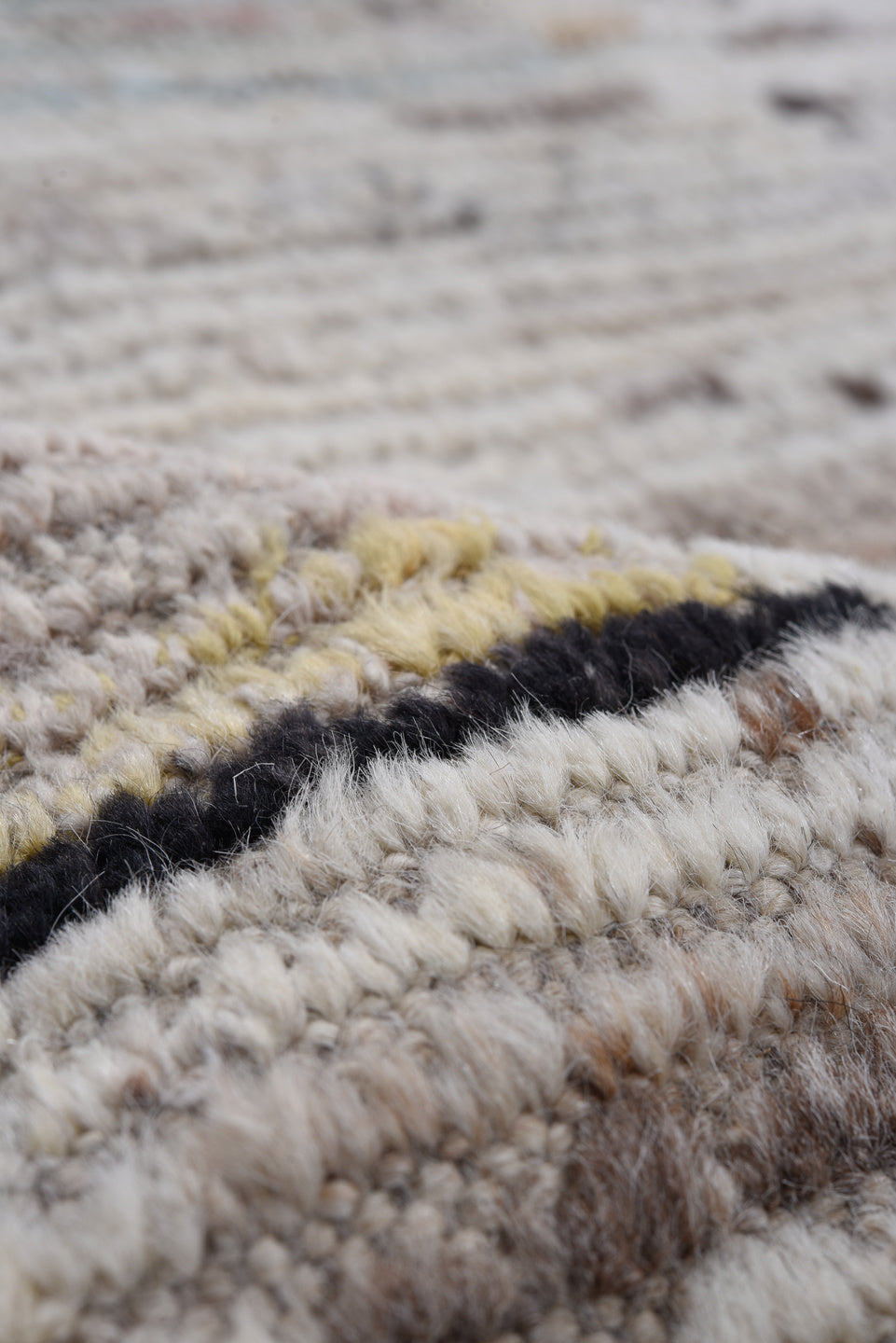 7' x 9' one-of-a-kind handmade vintage Tulu rug. Color palette: black, blue, brown, charcoal, dim gray, gainsboro, gray