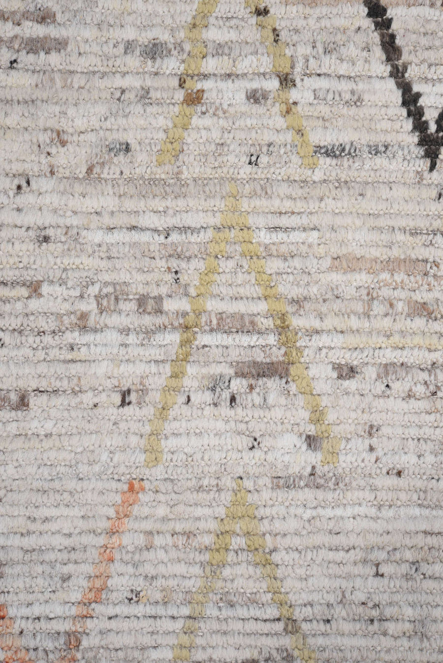 9' x 11' one-of-a-kind handmade vintage Tulu large size rug. Color palette: ivory, taupe, charcoal, cobalt, soft_gold, coral