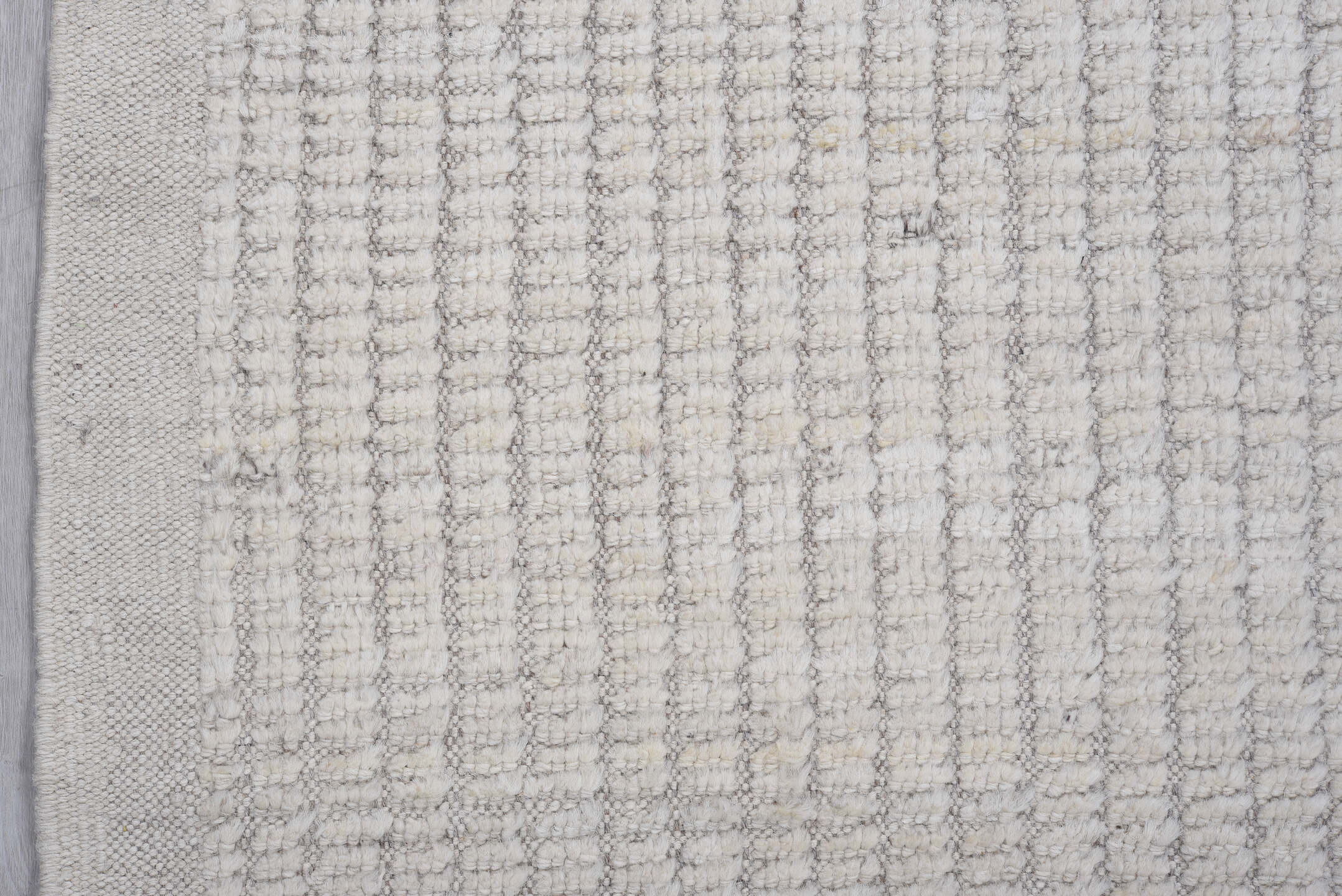 3' x 12' one-of-a-kind handmade vintage Tulu runner rug. Color palette: ivory, light gray, taupe, charcoal, beige, gray