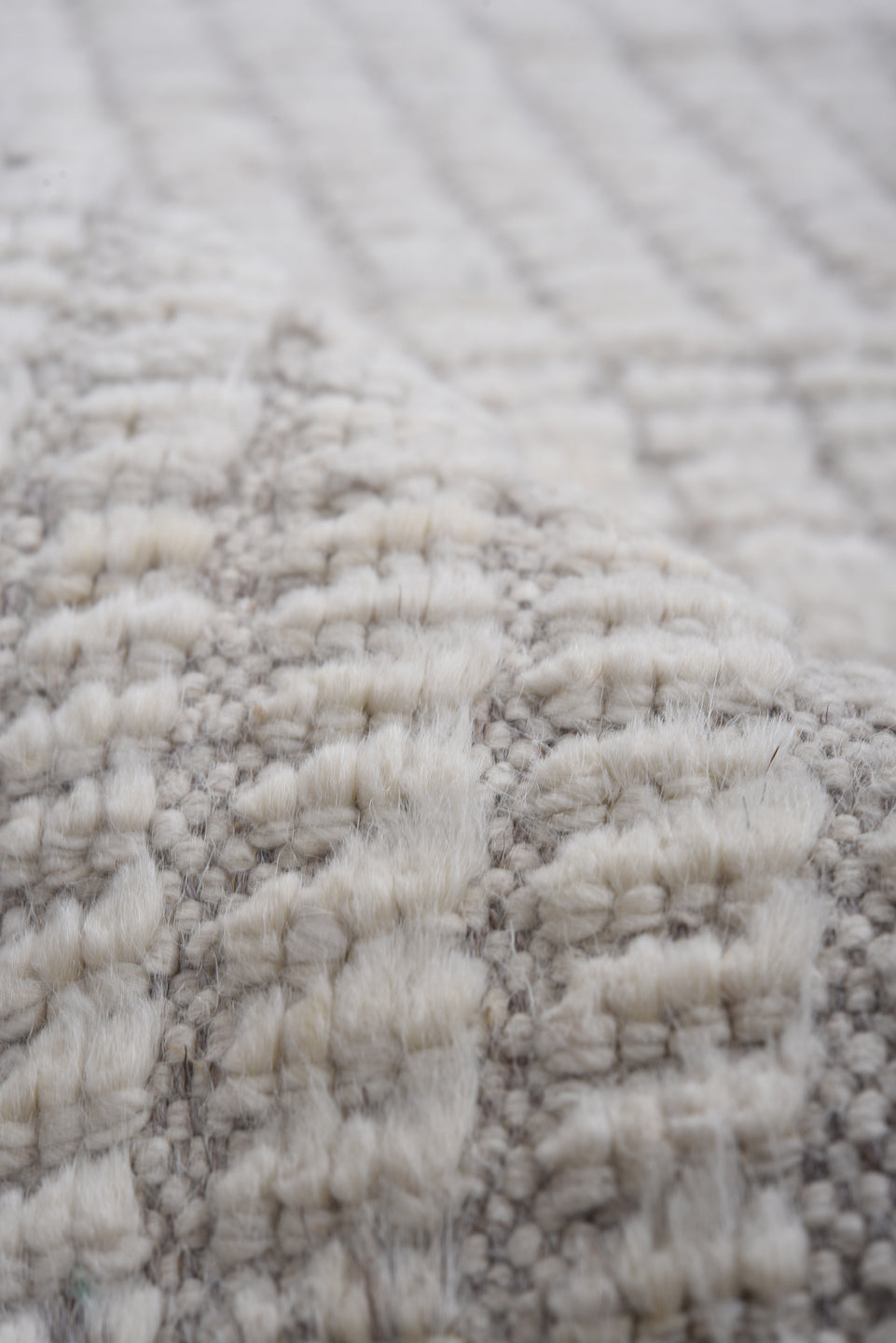 3' x 12' one-of-a-kind handmade vintage Tulu runner rug. Color palette: ivory, light gray, taupe, charcoal, beige, gray