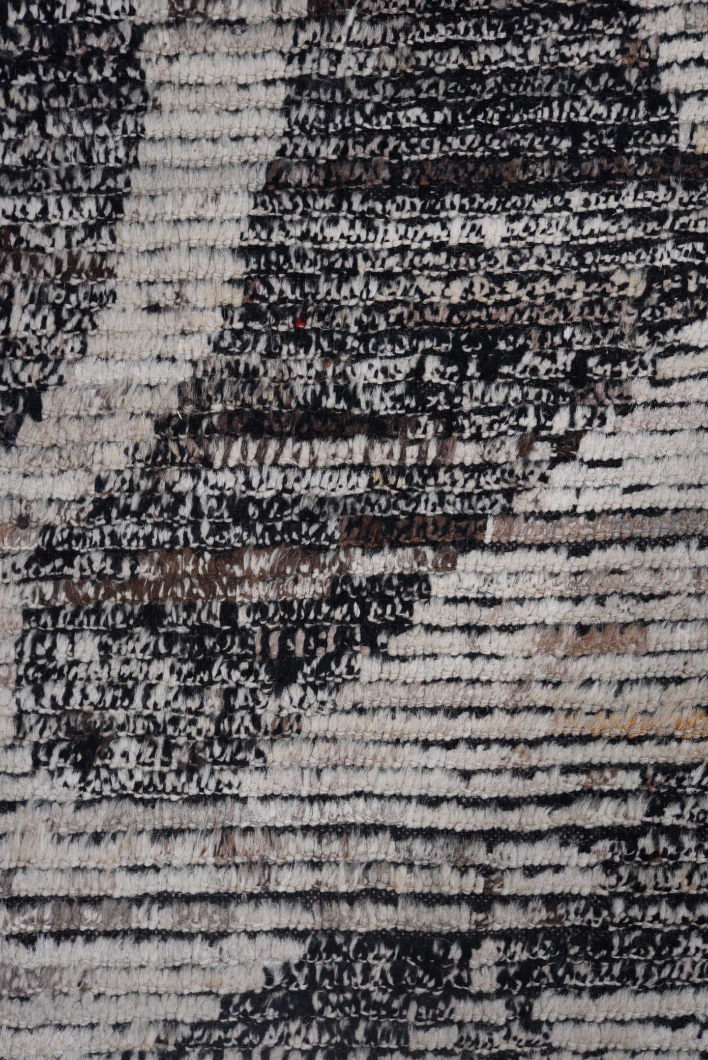 9' x 12' one-of-a-kind handmade vintage Tulu large size rug. Color palette: ivory, charcoal, black, gray