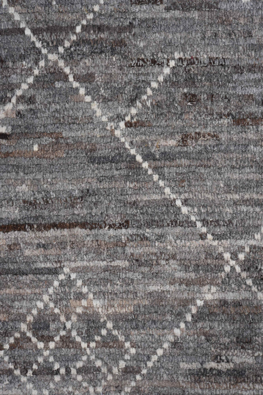 9' x 11' one-of-a-kind handmade vintage Tulu large size rug. Color palette: gray, ivory, charcoal, taupe, greige, black