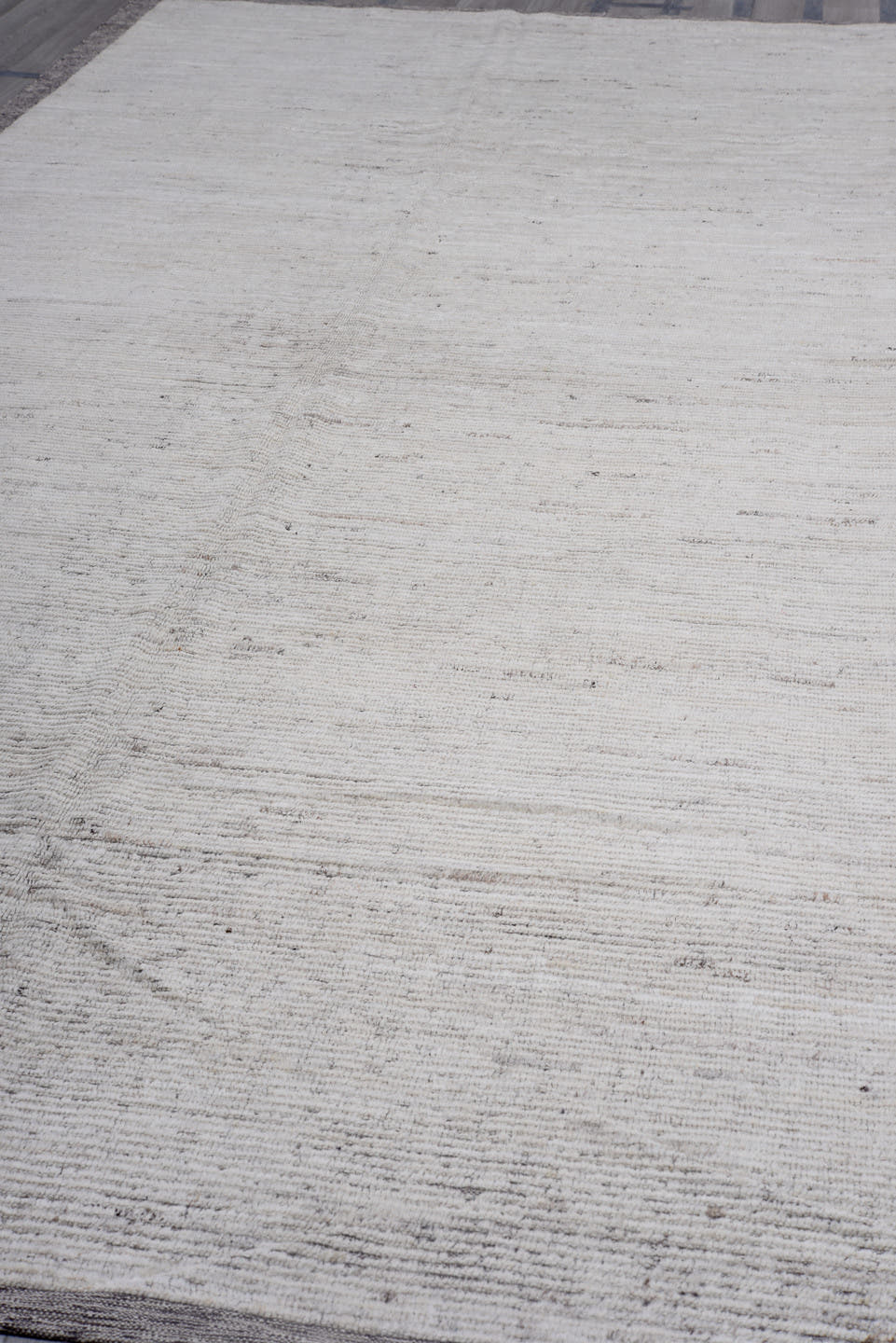 6' x 15' one-of-a-kind handmade vintage Tulu rug. Color palette: ivory, charcoal, taupe, cream, gray, black, beige