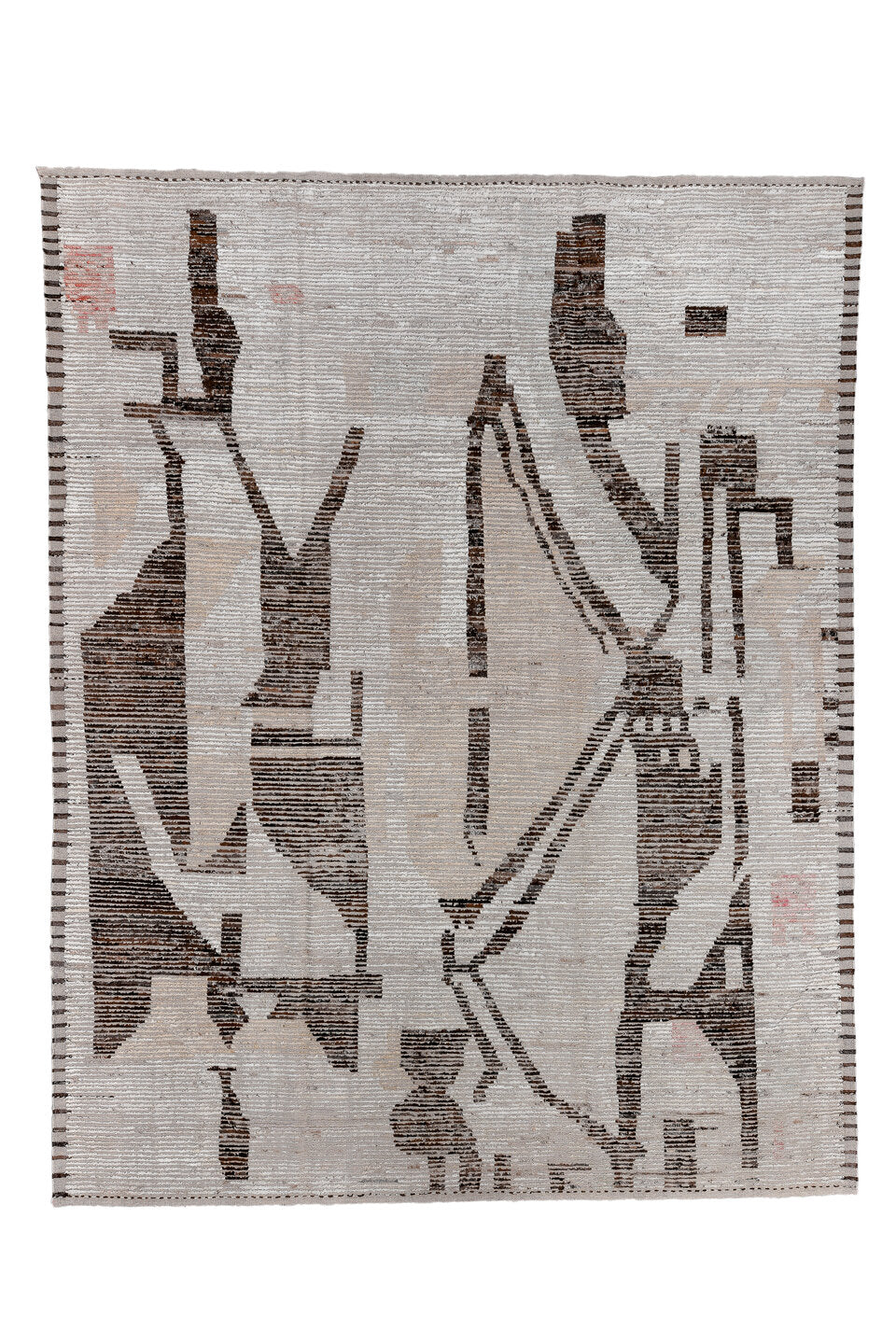 10' x 13' one-of-a-kind handmade vintage Tulu large size rug. Color palette: black, brown, charcoal, dim gray, gainsboro