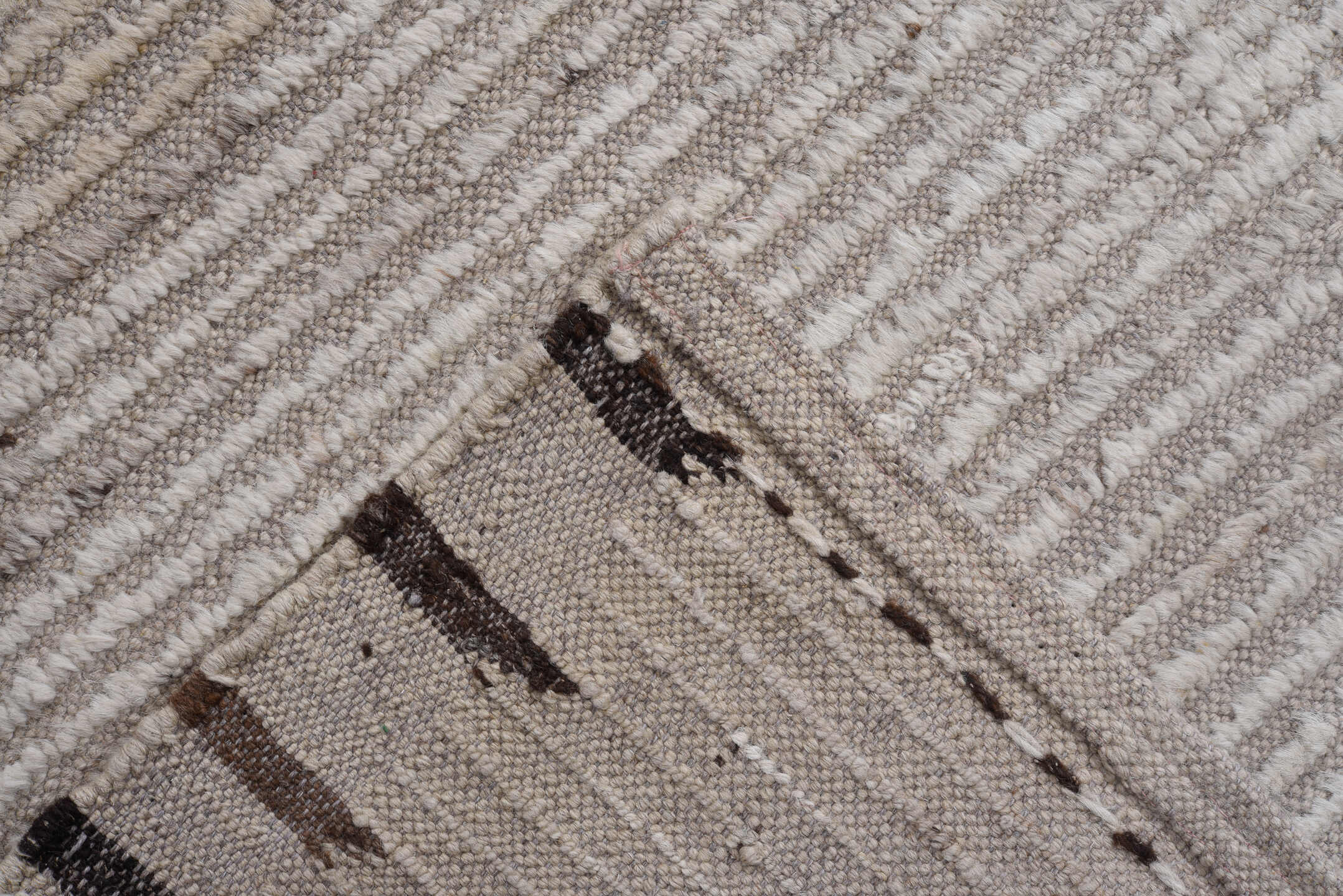 10' x 13' one-of-a-kind handmade vintage Tulu large size rug. Color palette: black, brown, charcoal, dim gray, gainsboro