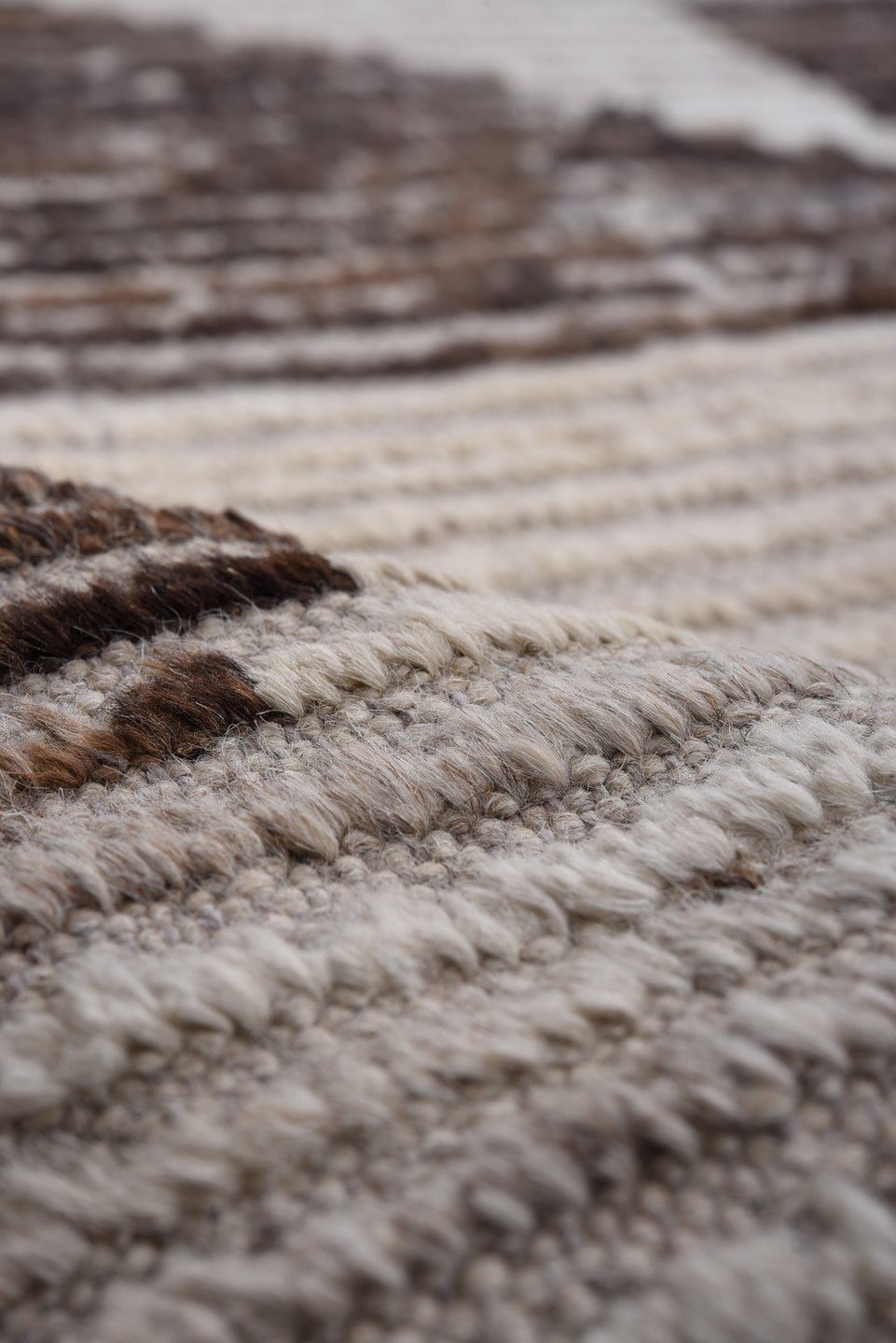 10' x 13' one-of-a-kind handmade vintage Tulu large size rug. Color palette: black, brown, charcoal, dim gray, gainsboro