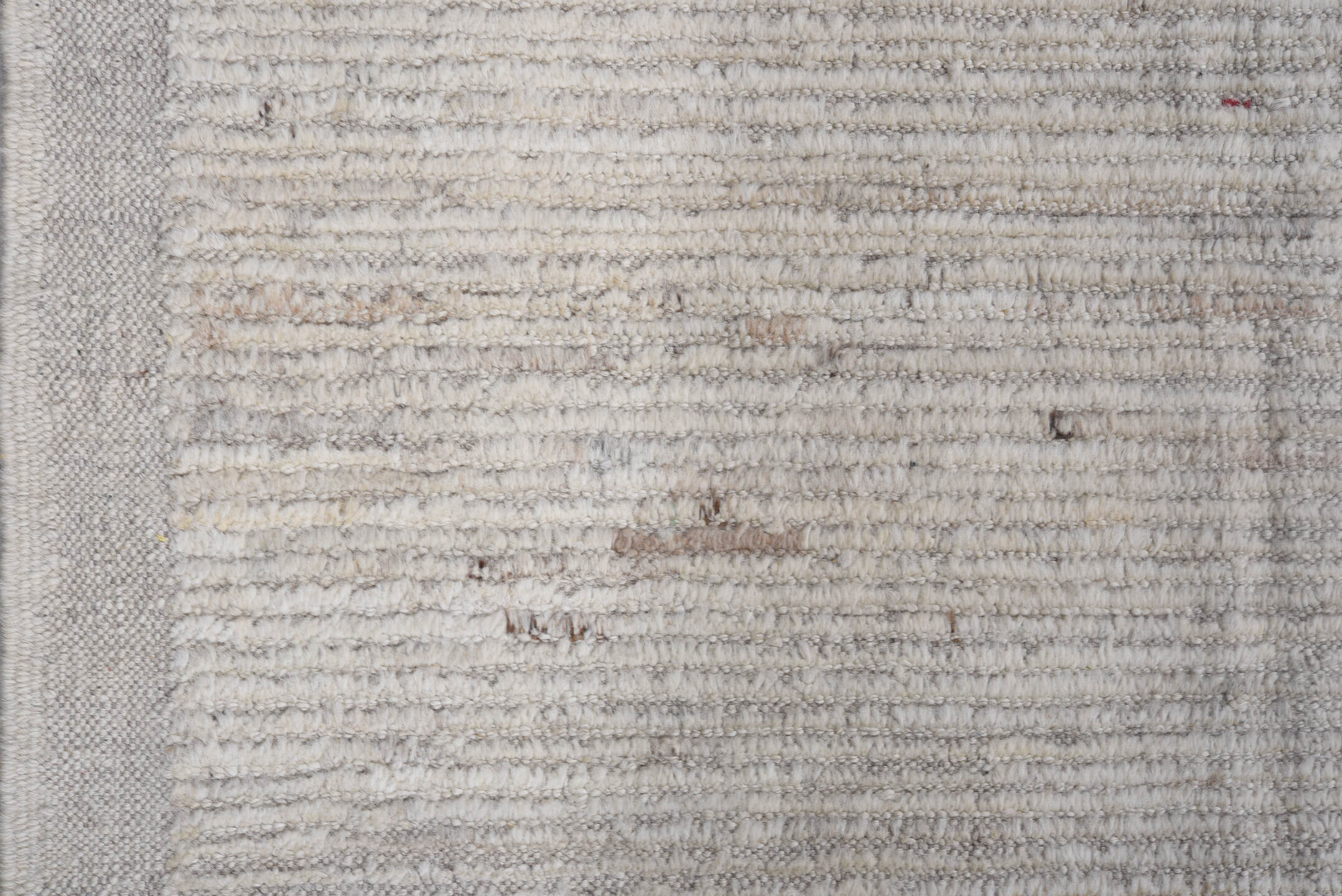 8' x 9' one-of-a-kind handmade vintage Tulu rug. Color palette: ivory, cream, taupe, light gray, beige, charcoal, gray