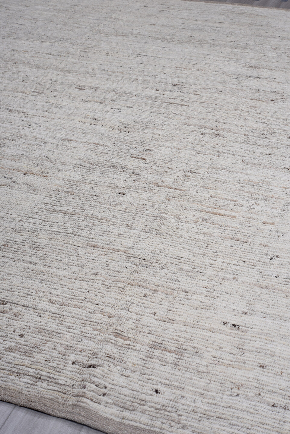 9' x 12' one-of-a-kind handmade vintage Tulu large size rug. Color palette: ivory, taupe, beige, gray, camel