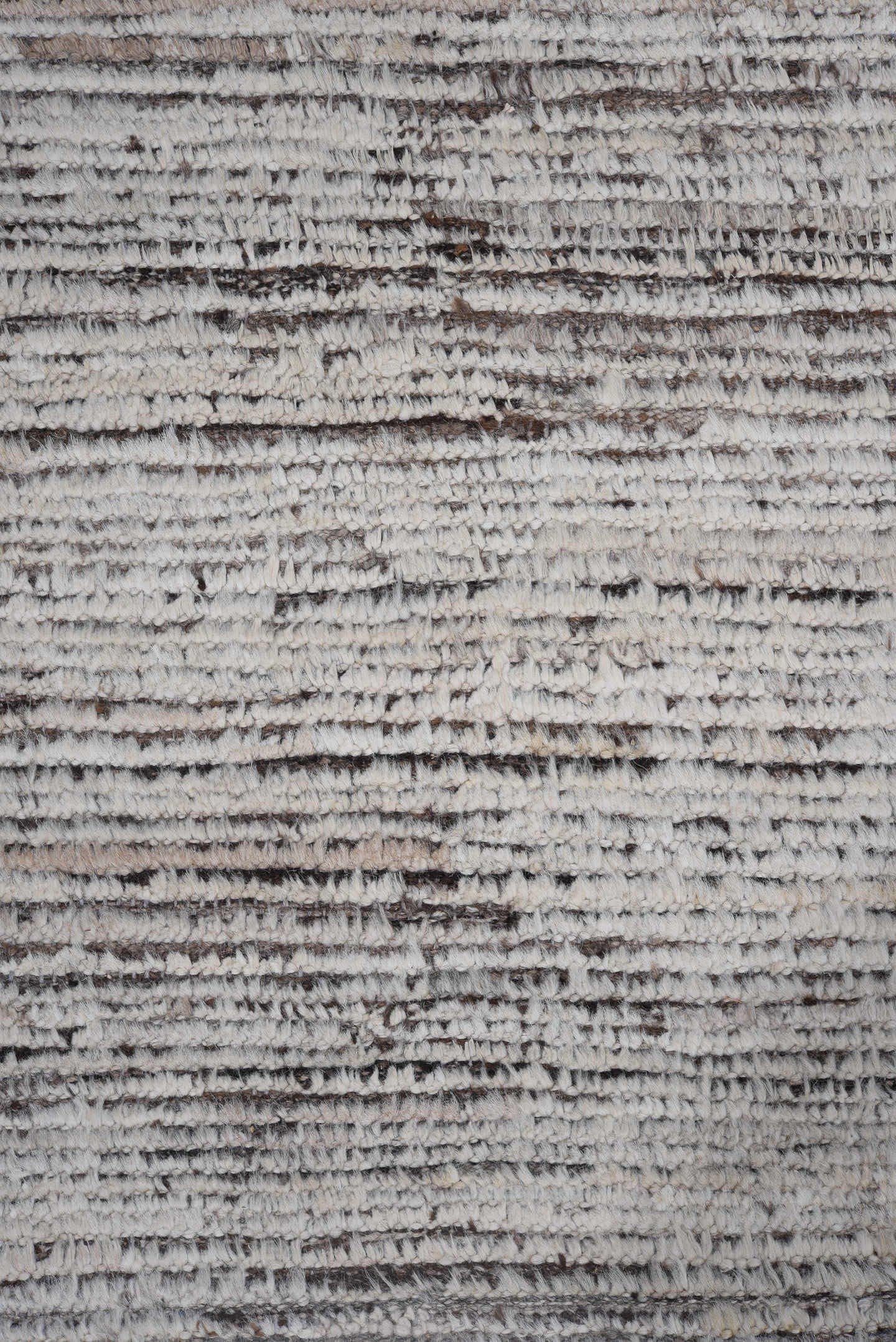 9' x 11' one-of-a-kind handmade vintage Tulu large size rug. Color palette: ivory, brown, taupe, charcoal, beige, gray