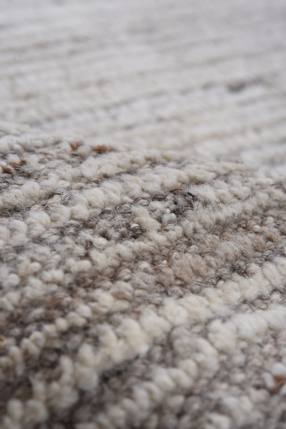 8' x 9' one-of-a-kind handmade vintage Tulu large size rug. Color palette: ivory, gray, taupe, charcoal, beige, black