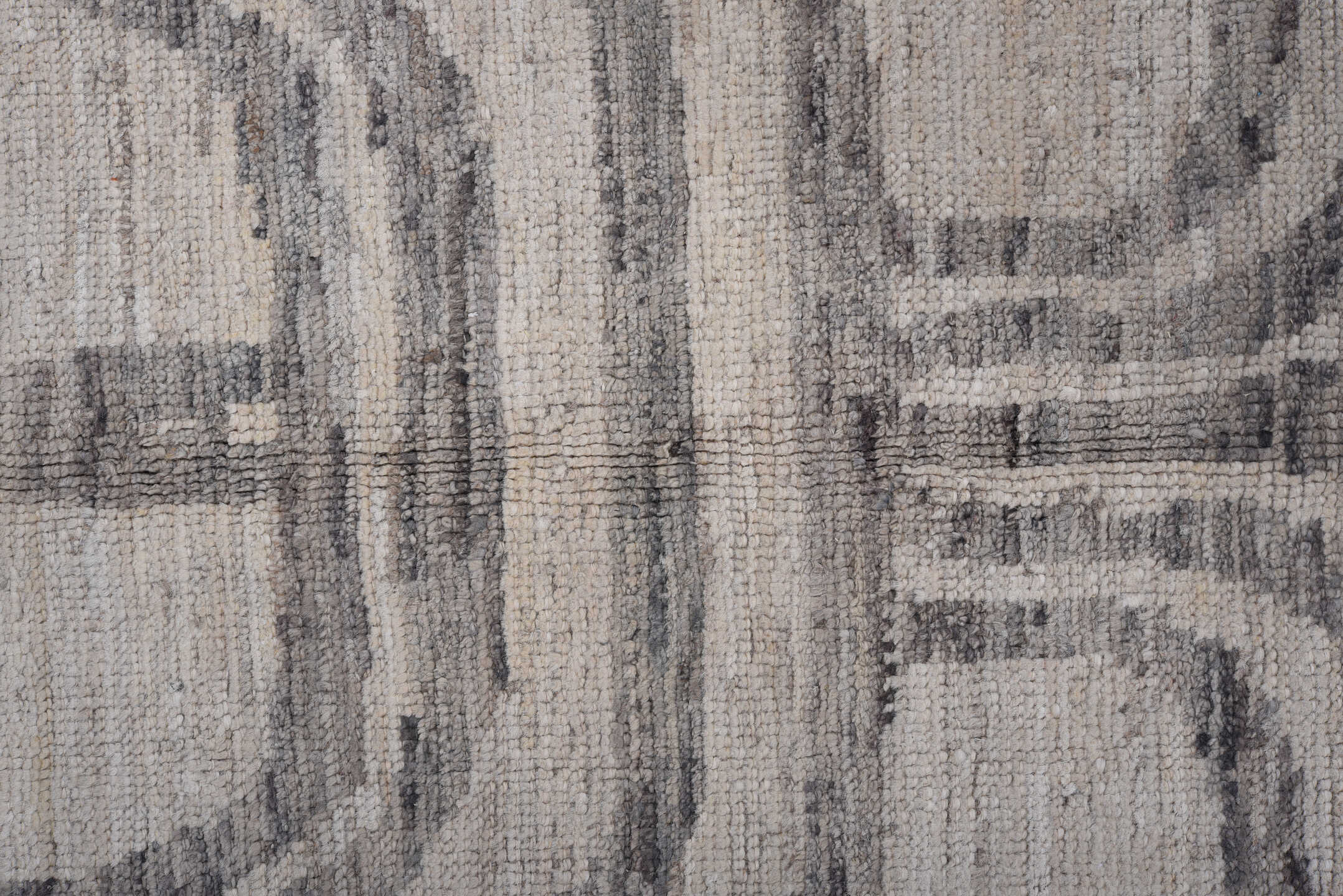 7' x 9' one-of-a-kind handmade vintage Tulu rug. Color palette: black, blue, charcoal, dark gray, dim gray, gainsboro, gray